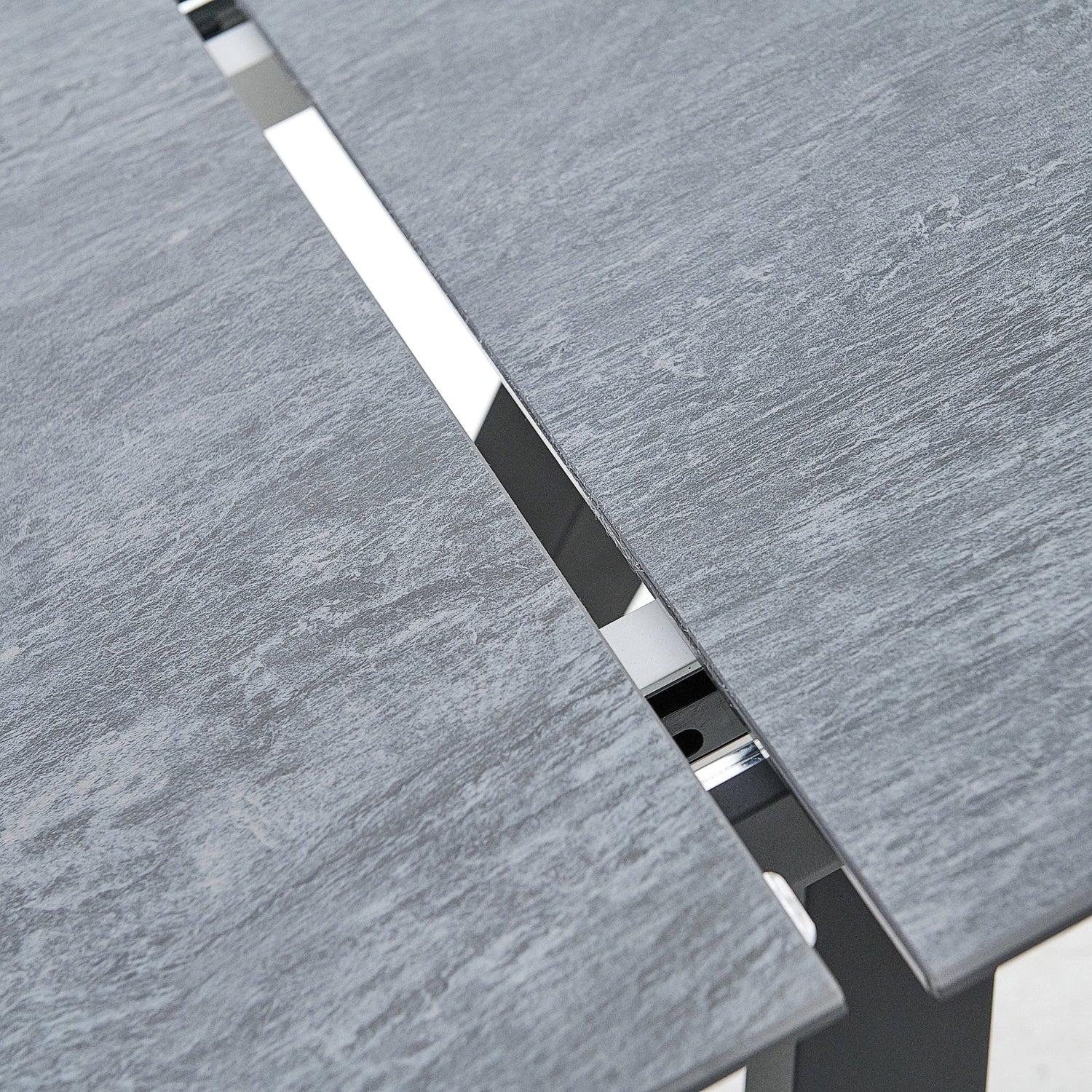Honour Extending Dining Table - Ext Dining Table 160/220x90cm Grey Rhine Ceramic / Glass & Black Powder Base - 160cm - Image 6