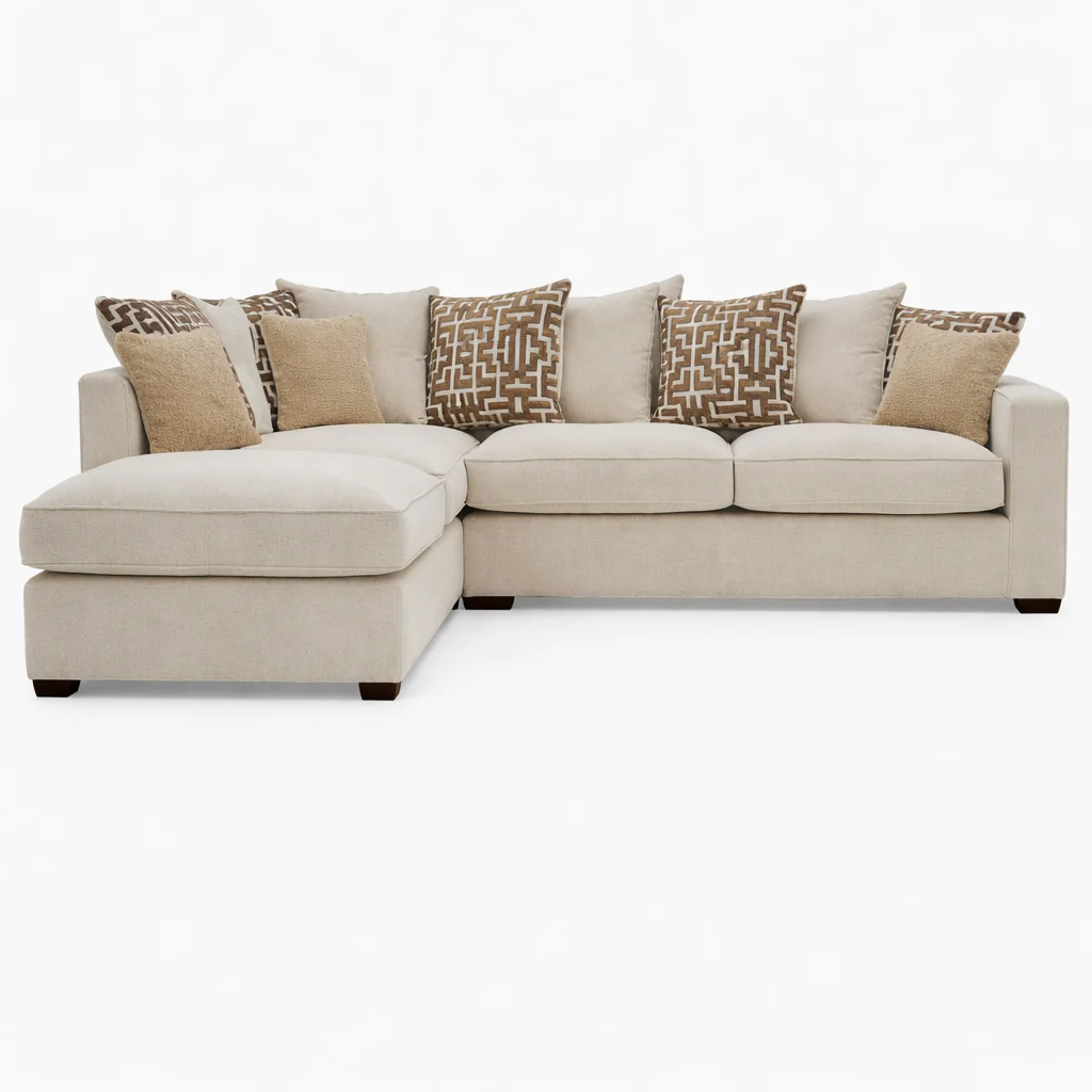 Hope Standard Back Corner Sofa with Footstool - Corner Group with Stool Chaise Left Grade D - Left Hand Facing