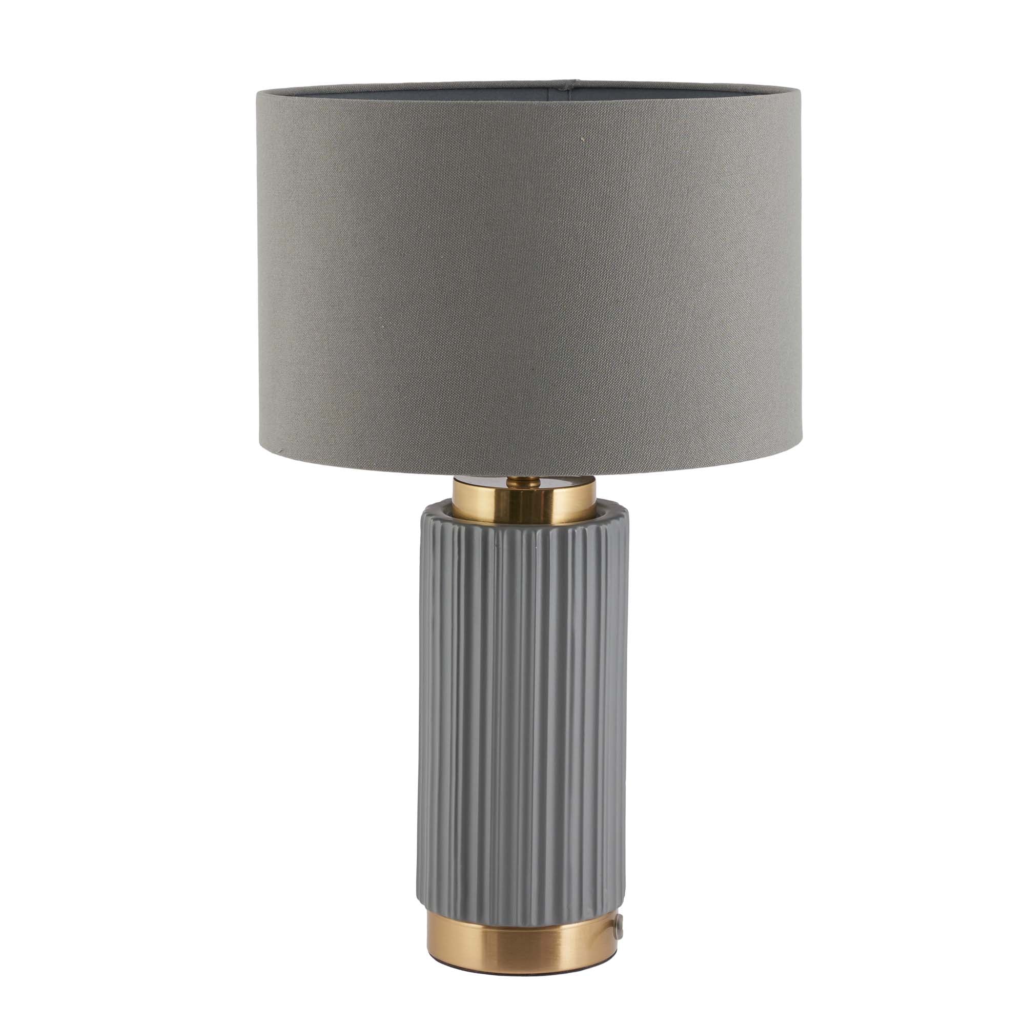 Iconic Grey Textured Ceramic And Gold Metal Table Lamp - DISC Ionic Grey Textured Ceramic Gold Metal Table Lamp - Image 2