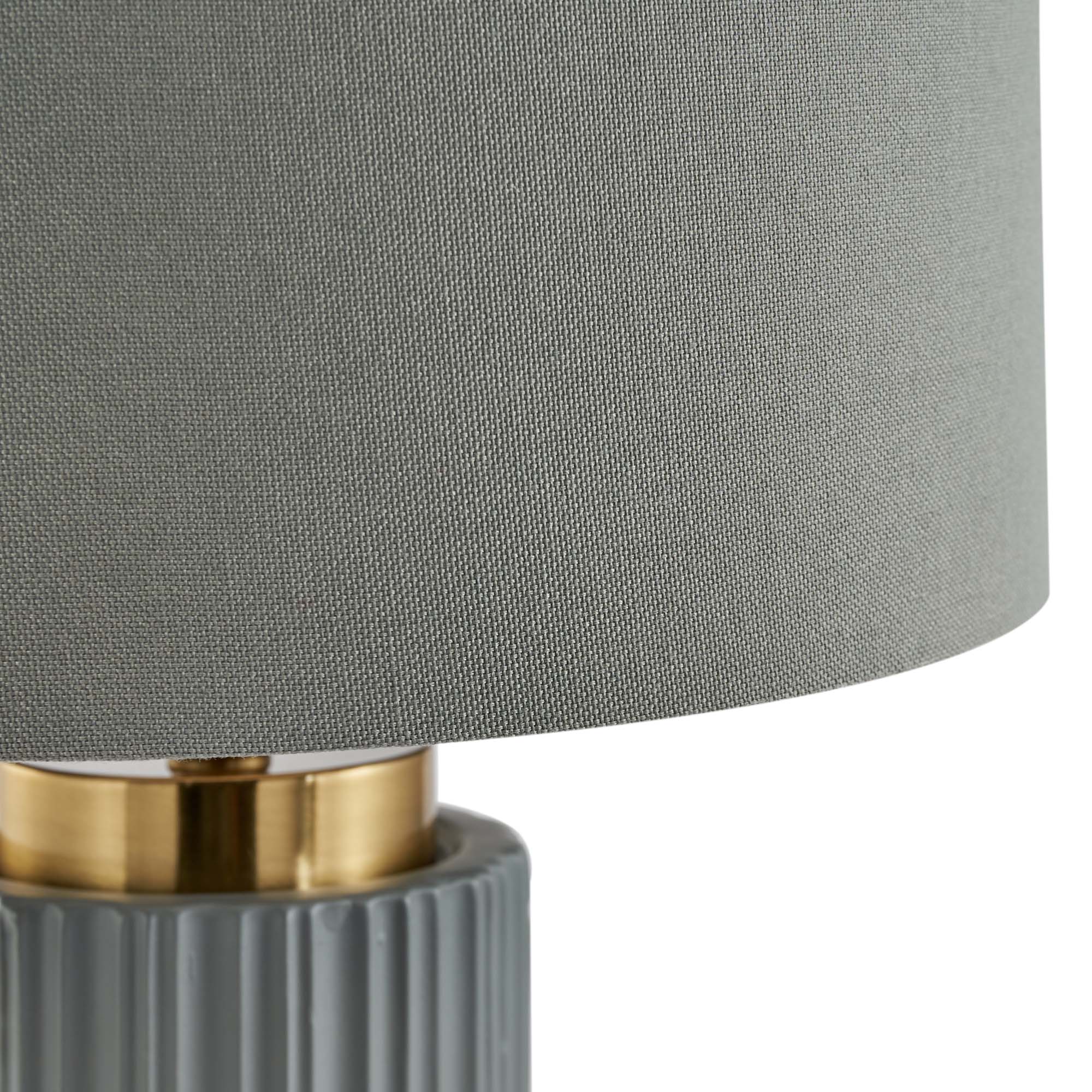 Iconic Grey Textured Ceramic And Gold Metal Table Lamp - DISC Ionic Grey Textured Ceramic Gold Metal Table Lamp - Image 4