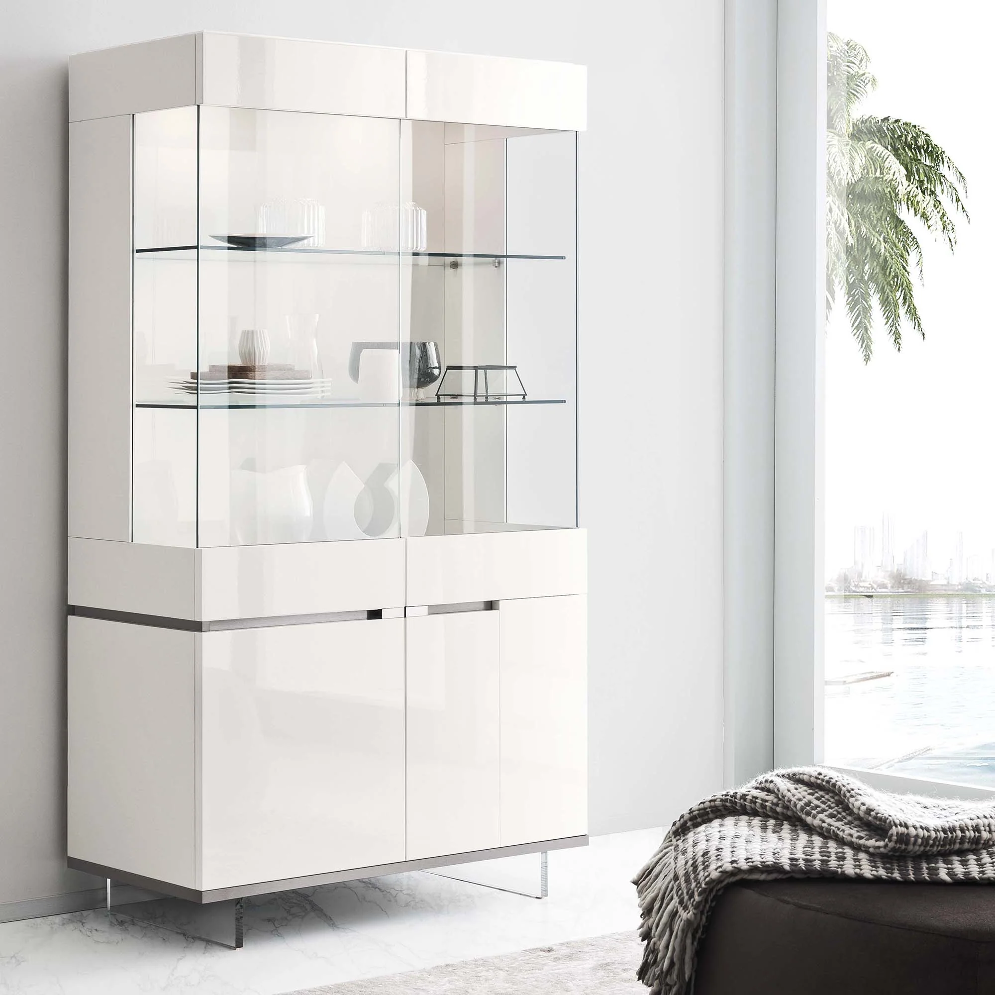 Imperia 2 Door Sideboard - 2 Door Curio Cabinet White High Gloss - Image 2