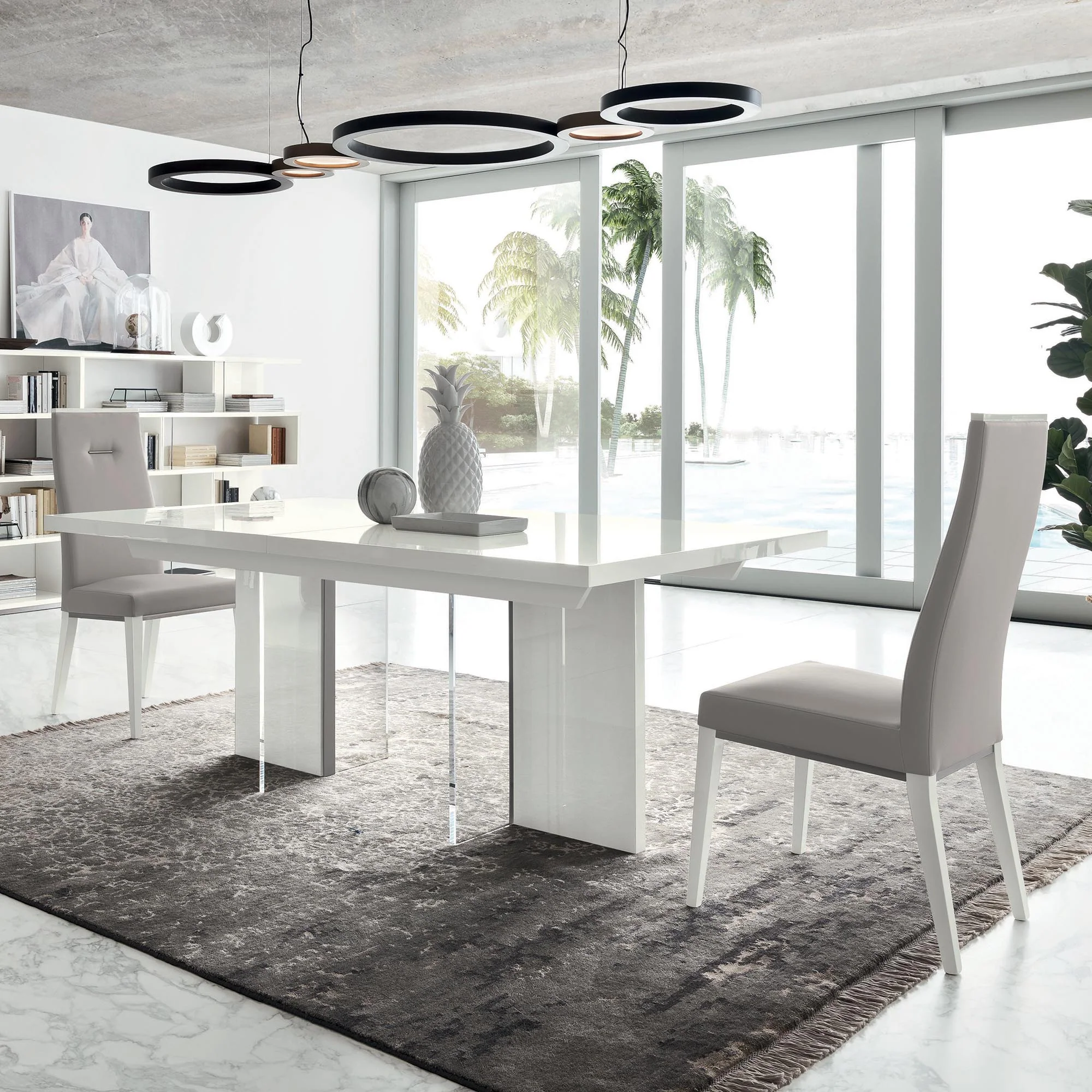 imperia Dining Table - Dining Table 160/210 x 95 cm White High Gloss - Image 2