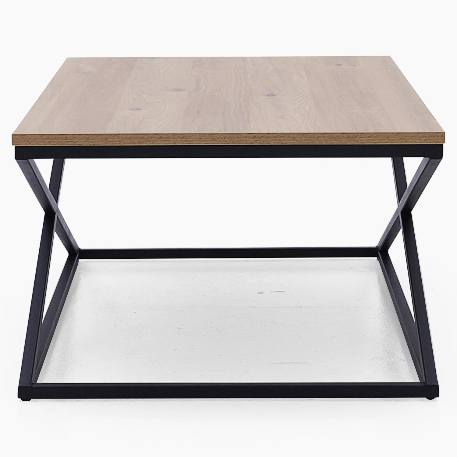 Indus Coffee Table - Coffee Table Oak Effect Top/Black Painted Metal Frame - Image 3