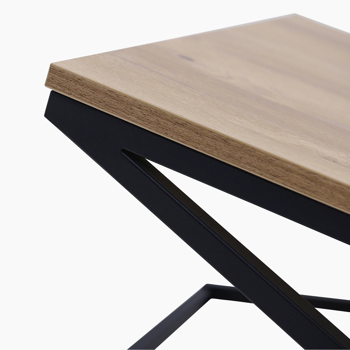 Indus Coffee Table - Coffee Table Oak Effect Top/Black Painted Metal Frame - Image 6