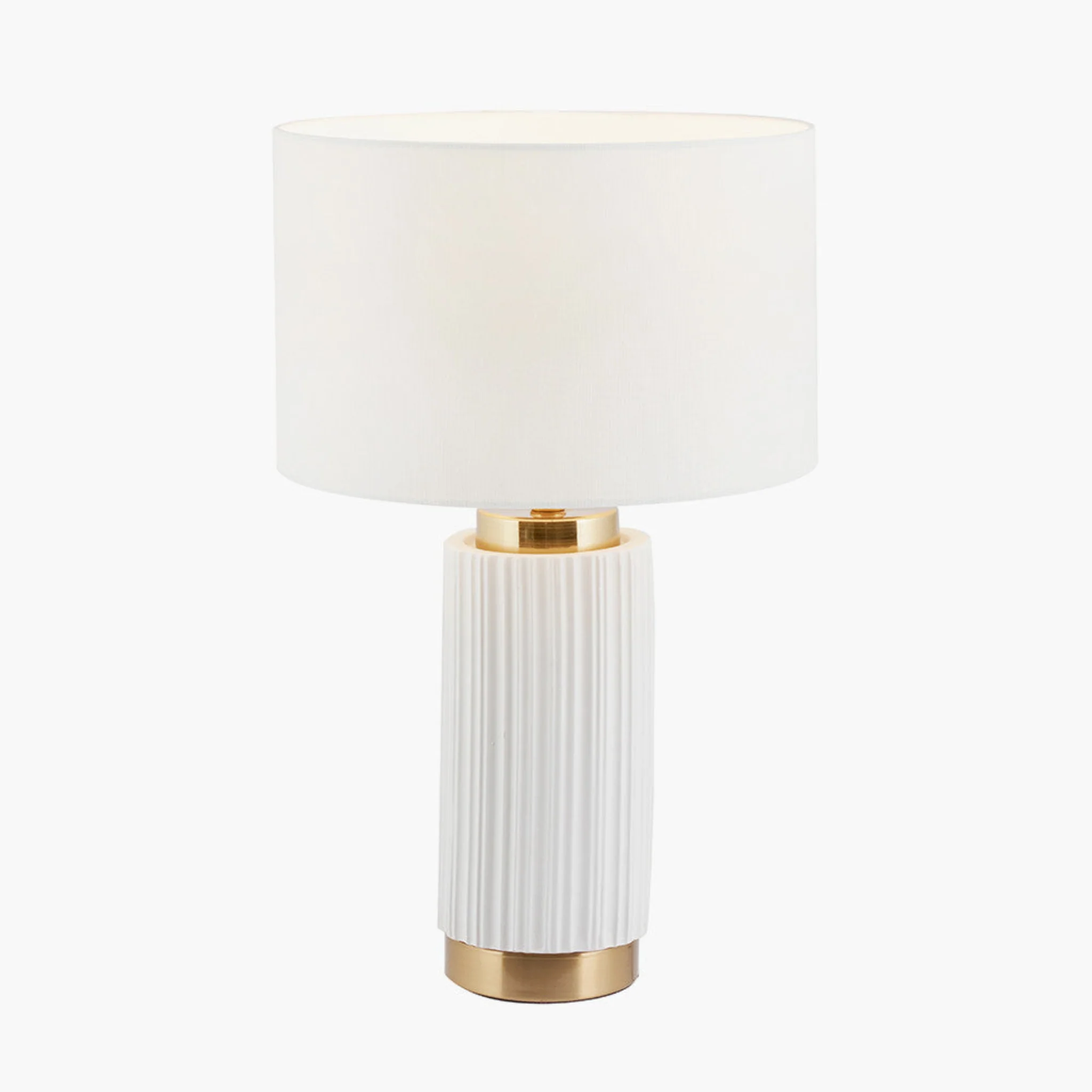 Ionic White Textured Ceramic Gold Metal Table Lamp - Ionic White Textured Ceramic Gold Metal Table Lamp - Image 3