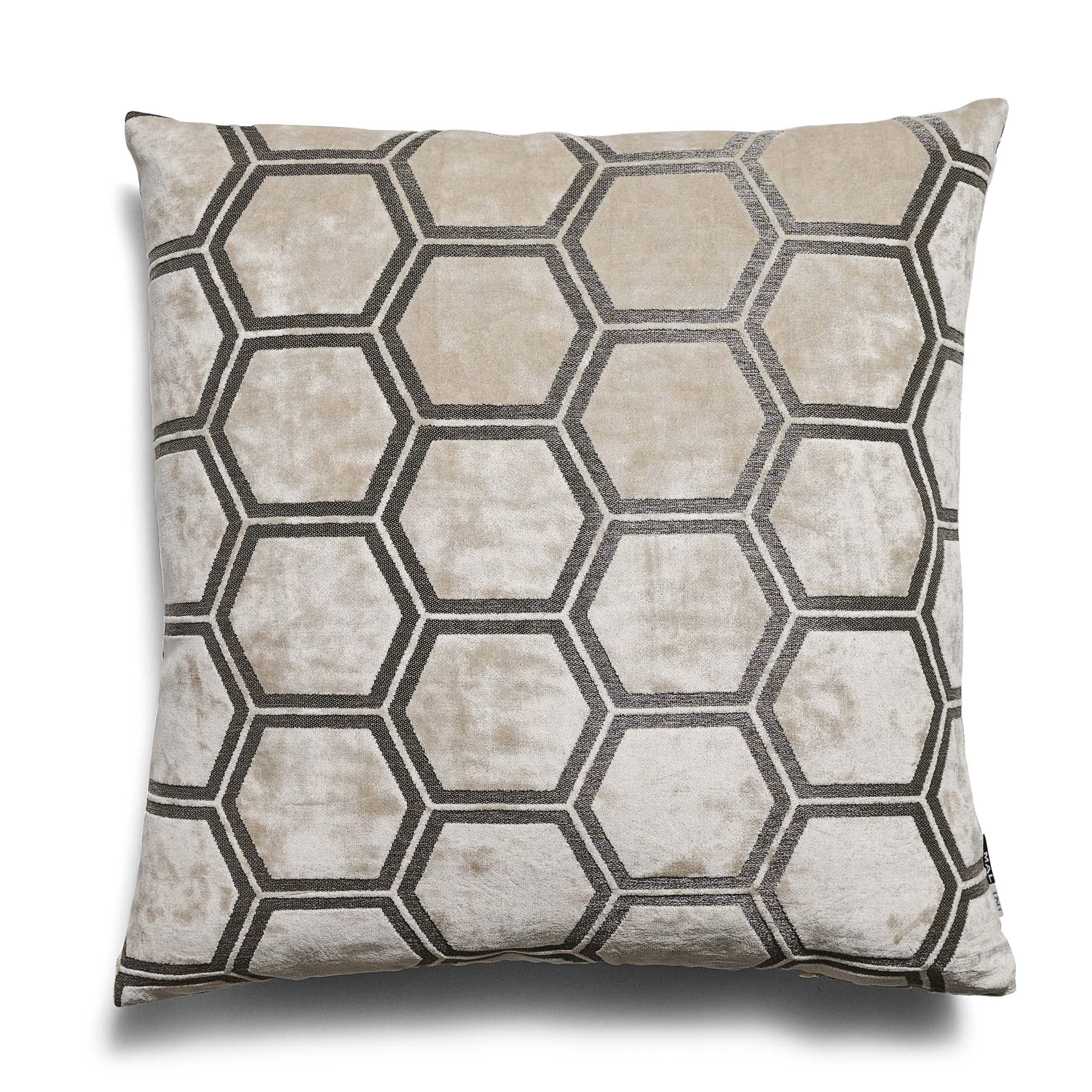 Ivor Hexagon Velvet Cream Square Cushion - Ivor Hex Cut Velvet Sq Cushion Cream 56CM - Image 2