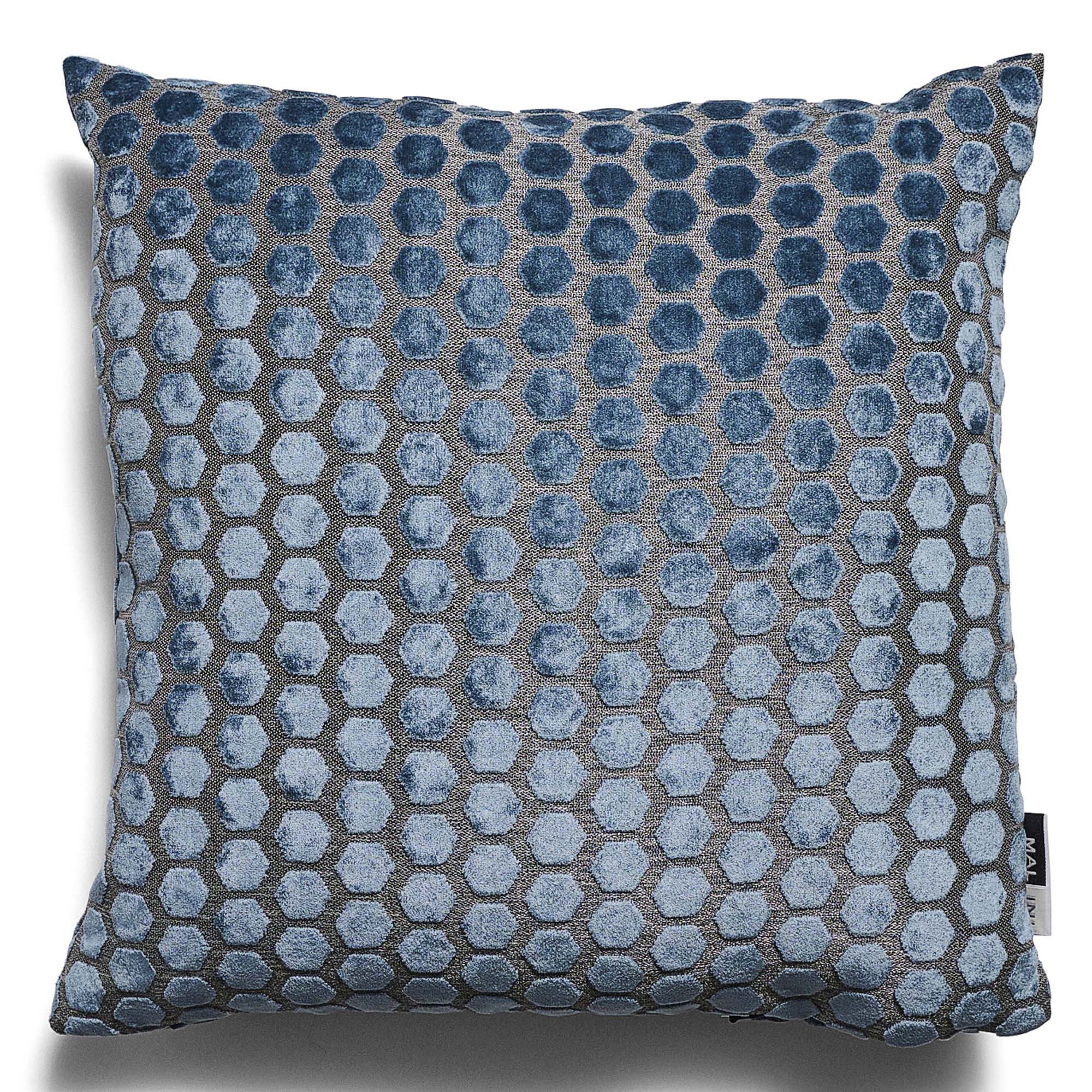 Jorvik Hex Cut Velvet Blue Square Pillow - DISC Jorvik Hex Cut Velvet Sq Cushion Blue 43CM - Image 2