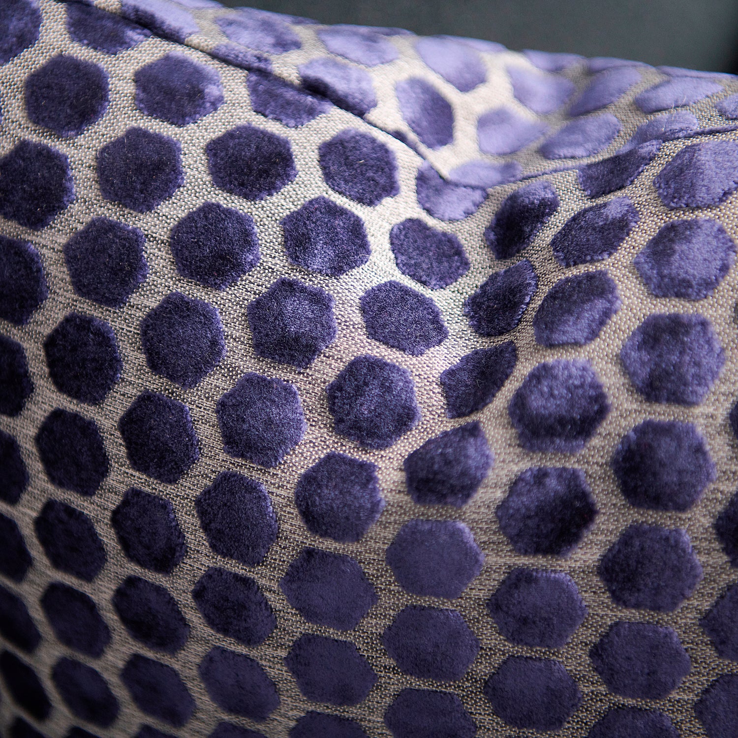 Jorvik Hex Cut Velvet Dark Blue Square Pillow - DISC Cut Velvet Jorvik 43X43 Cushion Navy - Image 2