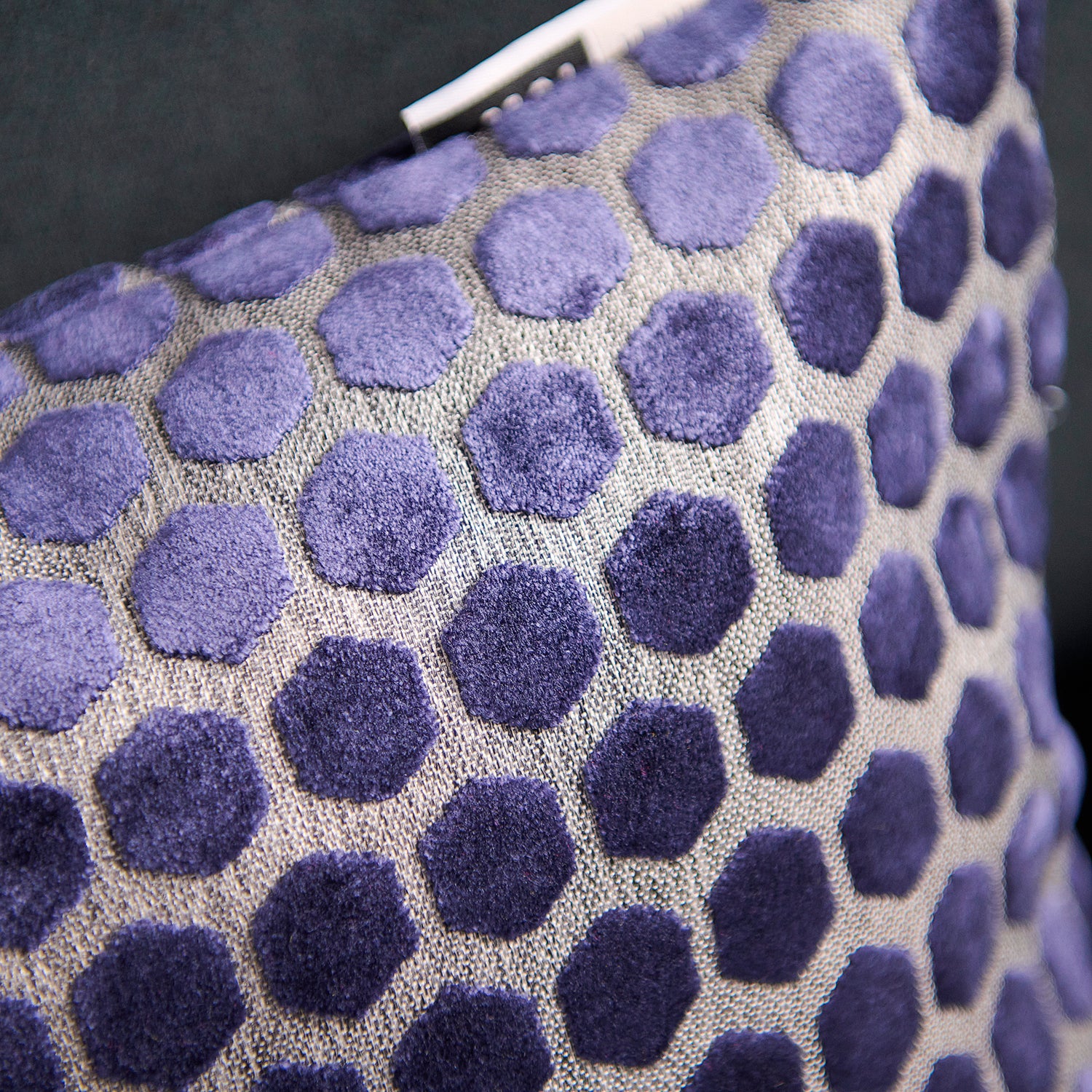 Jorvik Hex Cut Velvet Dark Blue Square Pillow - DISC Cut Velvet Jorvik 43X43 Cushion Navy - Image 3