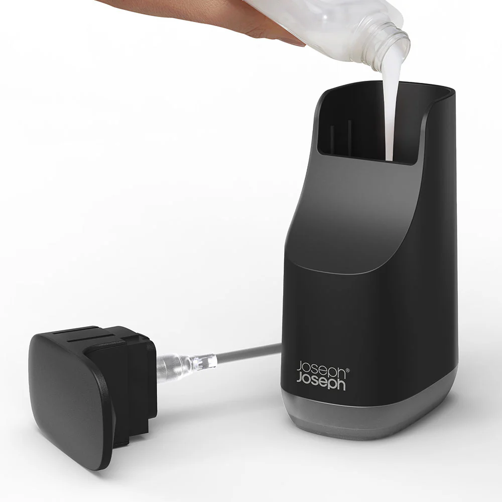Joseph Joseph Bathroom Black Soap Pump - Slim Compact Soap Pump Matt Black - Image 3