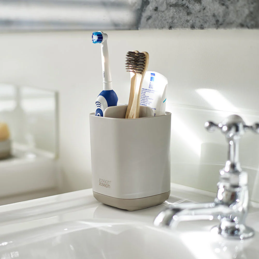 Joseph Joseph Bathroom Cream Toothbrush Caddy - EasyStore Toothbrush Caddy Ecru