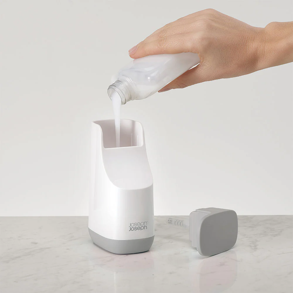 Joseph Joseph Bathroom Grey Soap Pump - Slim Soap Pump White & Grey - Image 3