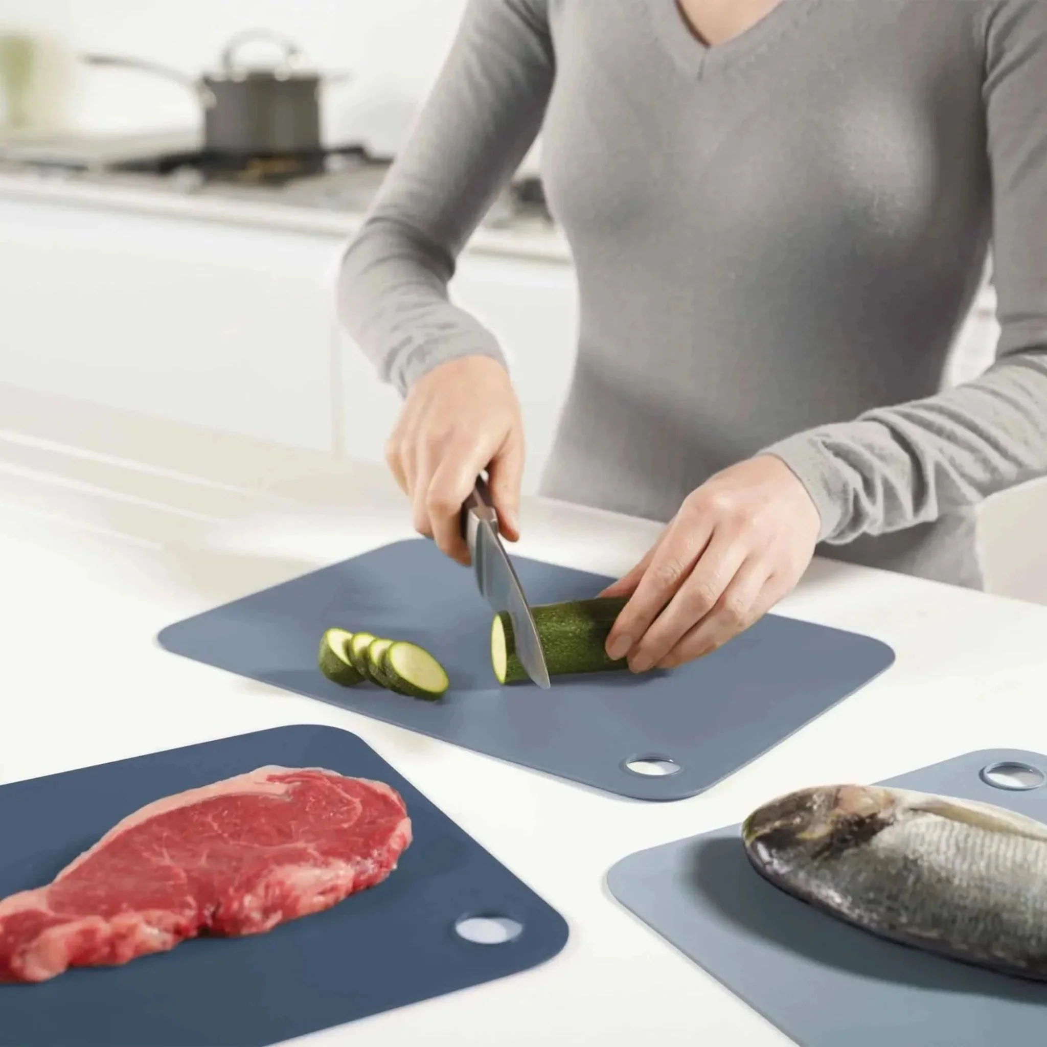 Joseph Joseph Blue Pop Set of 3 Chopping Mats Set - Pop Chopping Mats Blue