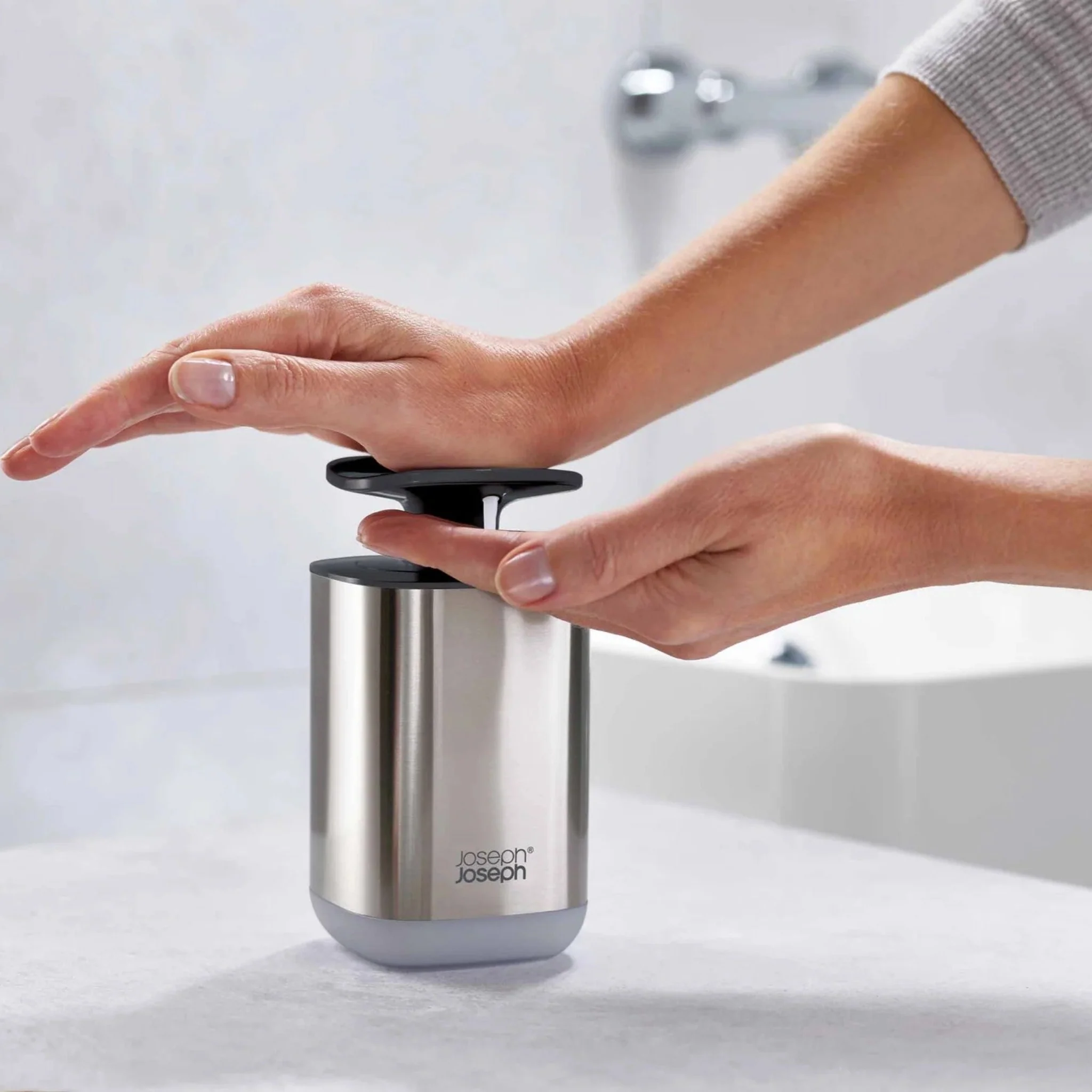 Joseph Joseph Grey Presto Soap Dispenser - Presto Steel Soap Pump Grey