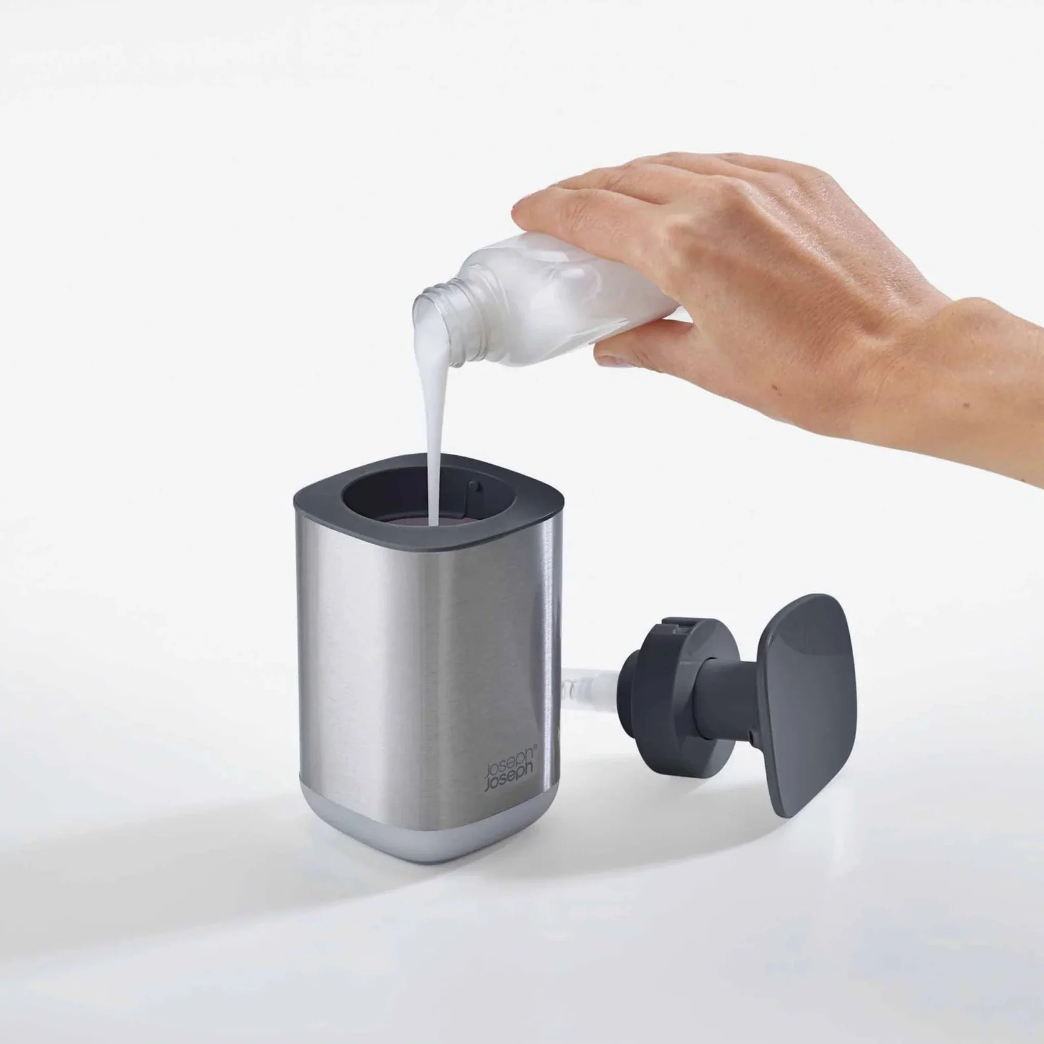 Joseph Joseph Grey Presto Soap Dispenser - Presto Steel Soap Pump Grey - Image 3