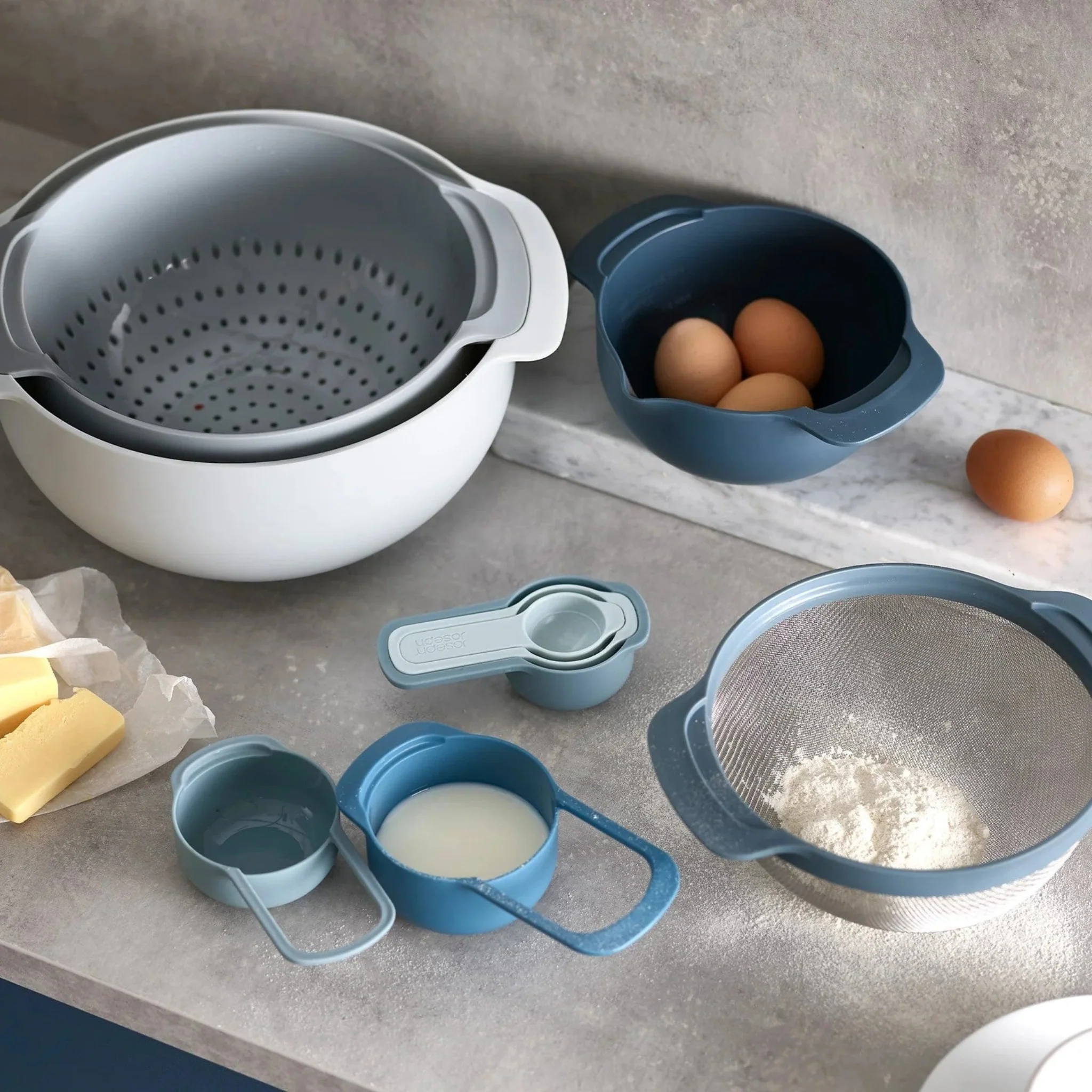 Joseph Joseph Set Of 9 Blue Bowl Set - Nest 9 Plus 9-piece food preparation set - Editions Sky - Image 2