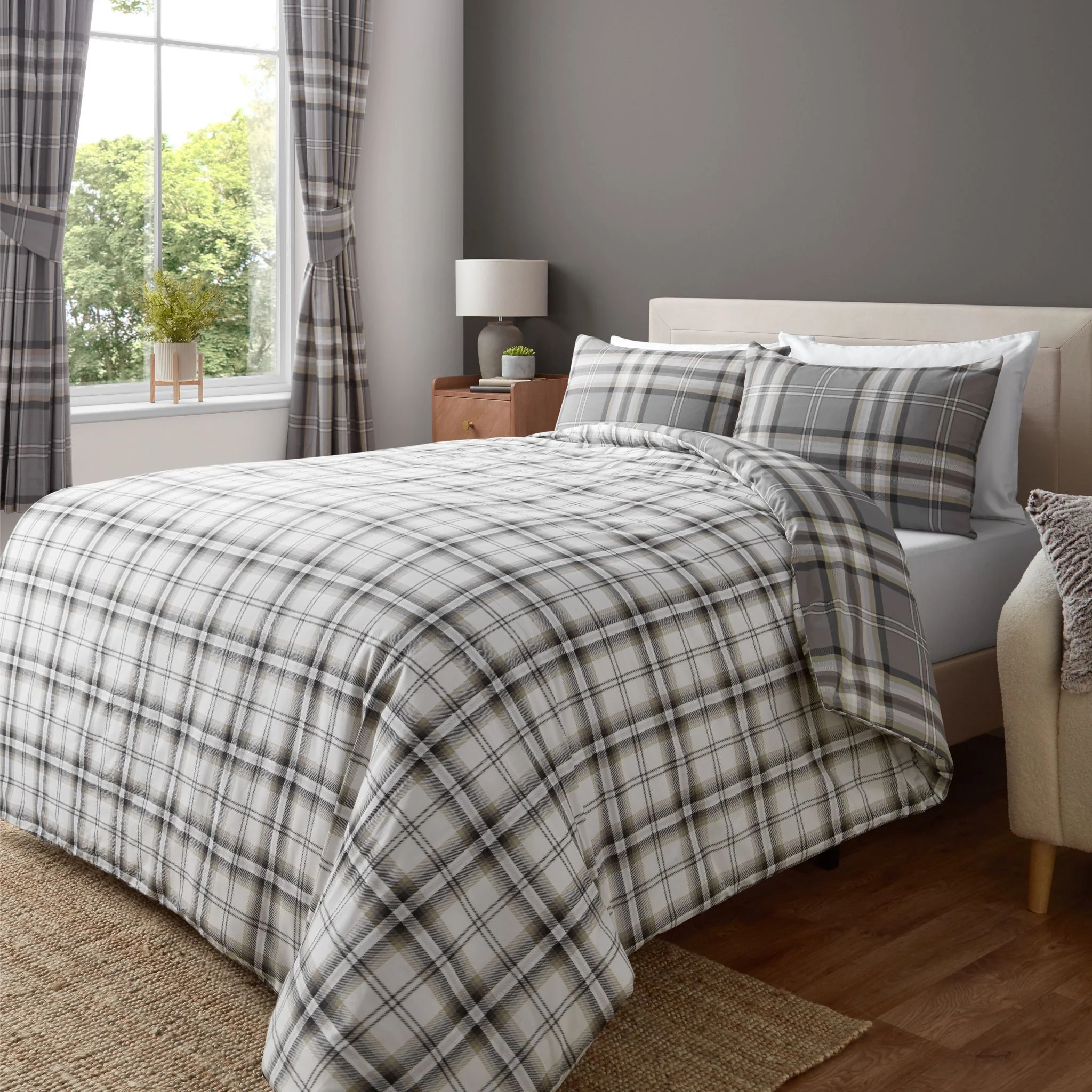Kelso Check Charcoal Duvet Set - Image 2