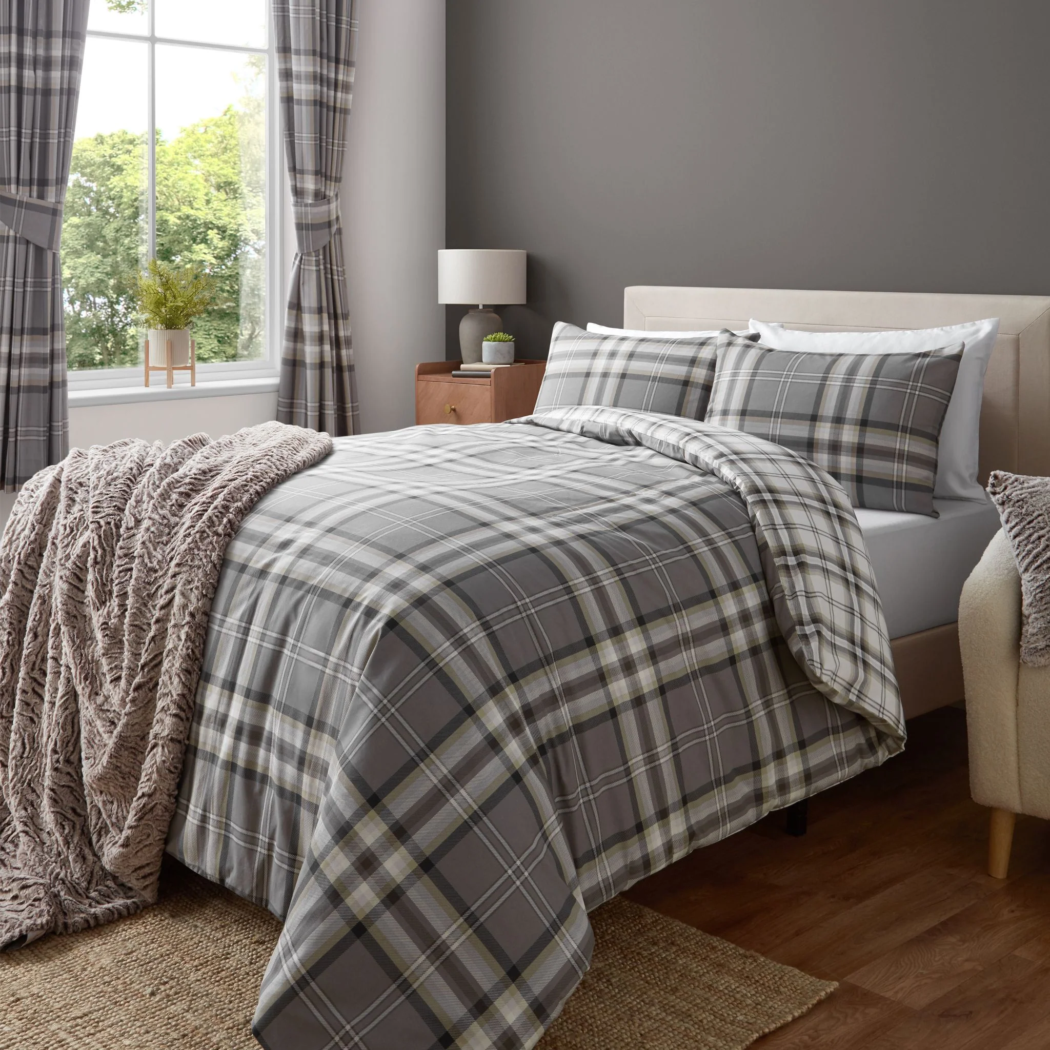 Kelso Check Grey Duvet Set - Kelso Check Charcoal Duvet Set