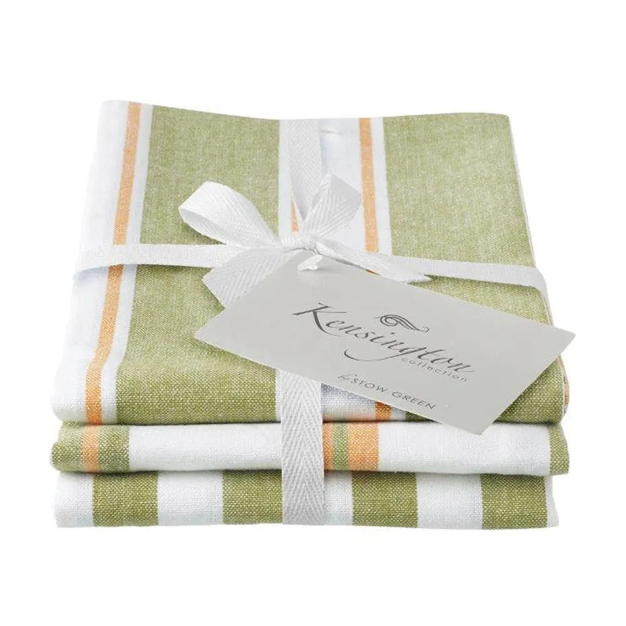 Kensington Stripe Tea Towel Green Set Of 3 - Kensington Stripe Tea Towel Green Set Of 3