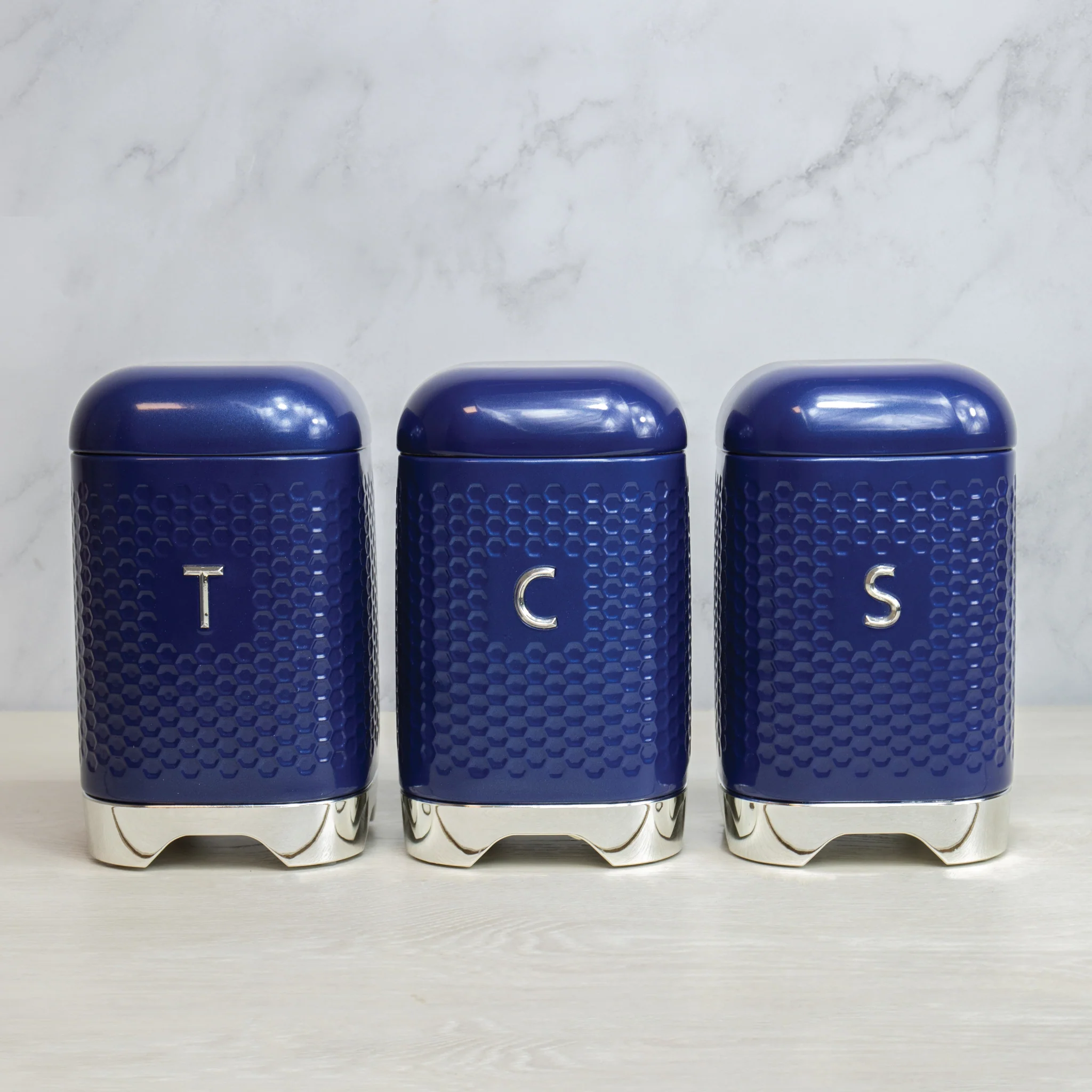 Kitchencraft Lovello Blue Canisters Set Of 3 - Lv Textured TCS 3 Piece Set Blue