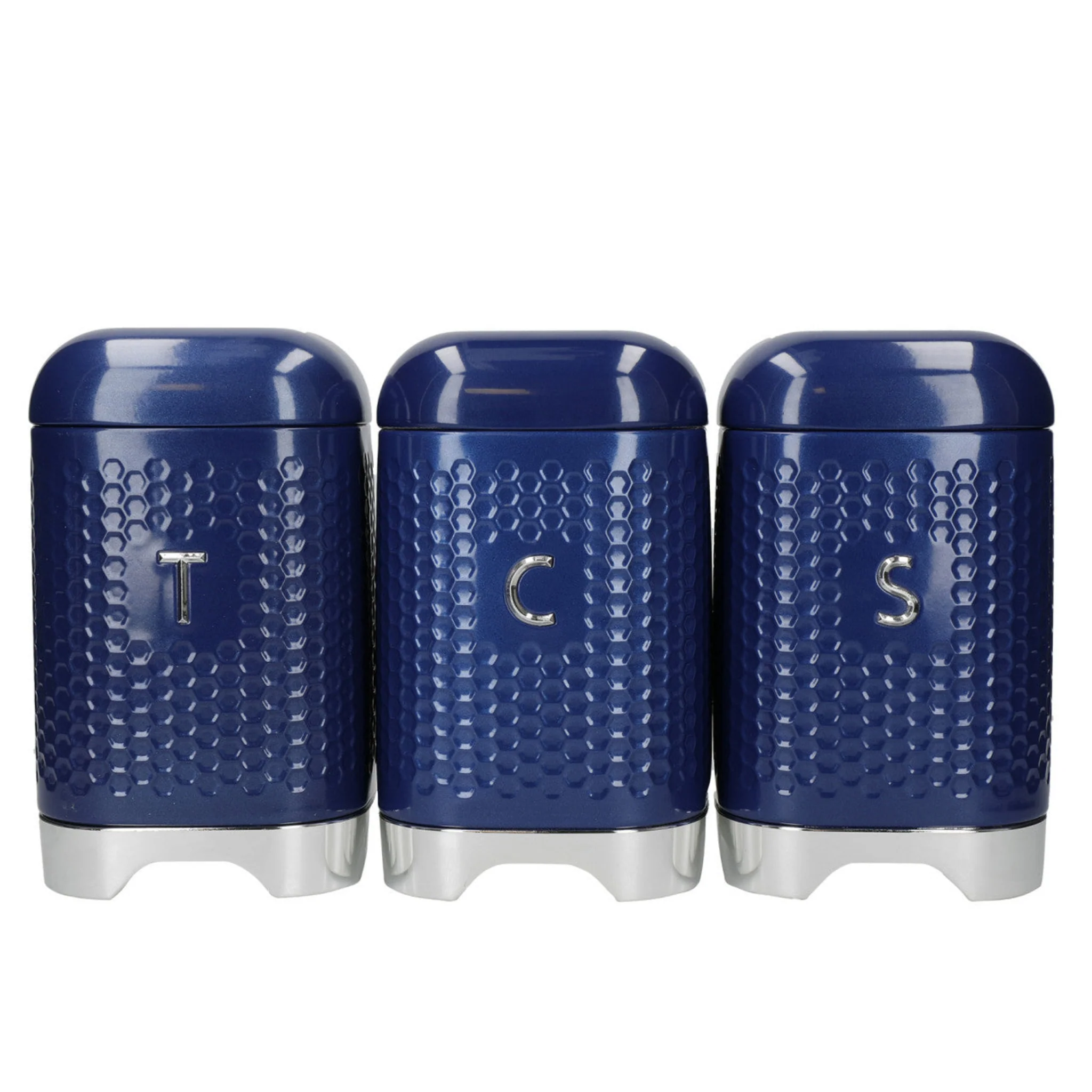 Kitchencraft Lovello Blue Canisters Set Of 3 - Lv Textured TCS 3 Piece Set Blue - Image 2