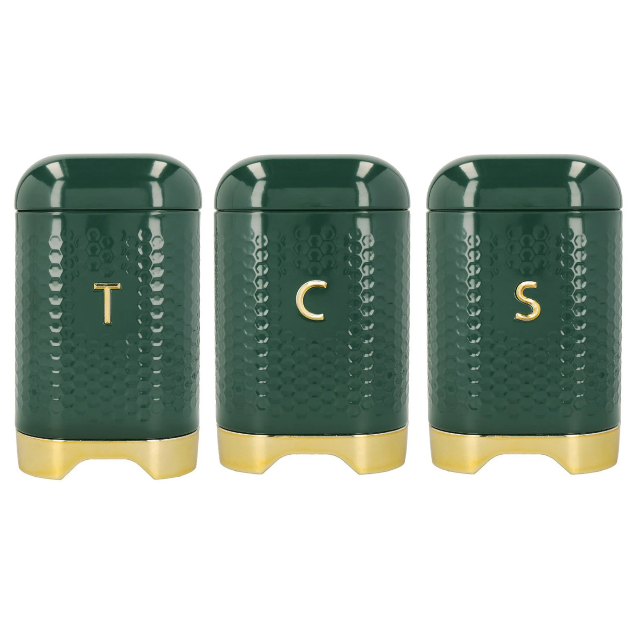 KitchenCraft Lovello Canisters Green Set Of 3 - Lv Textured TCS 3 Piece Set Green - Image 2