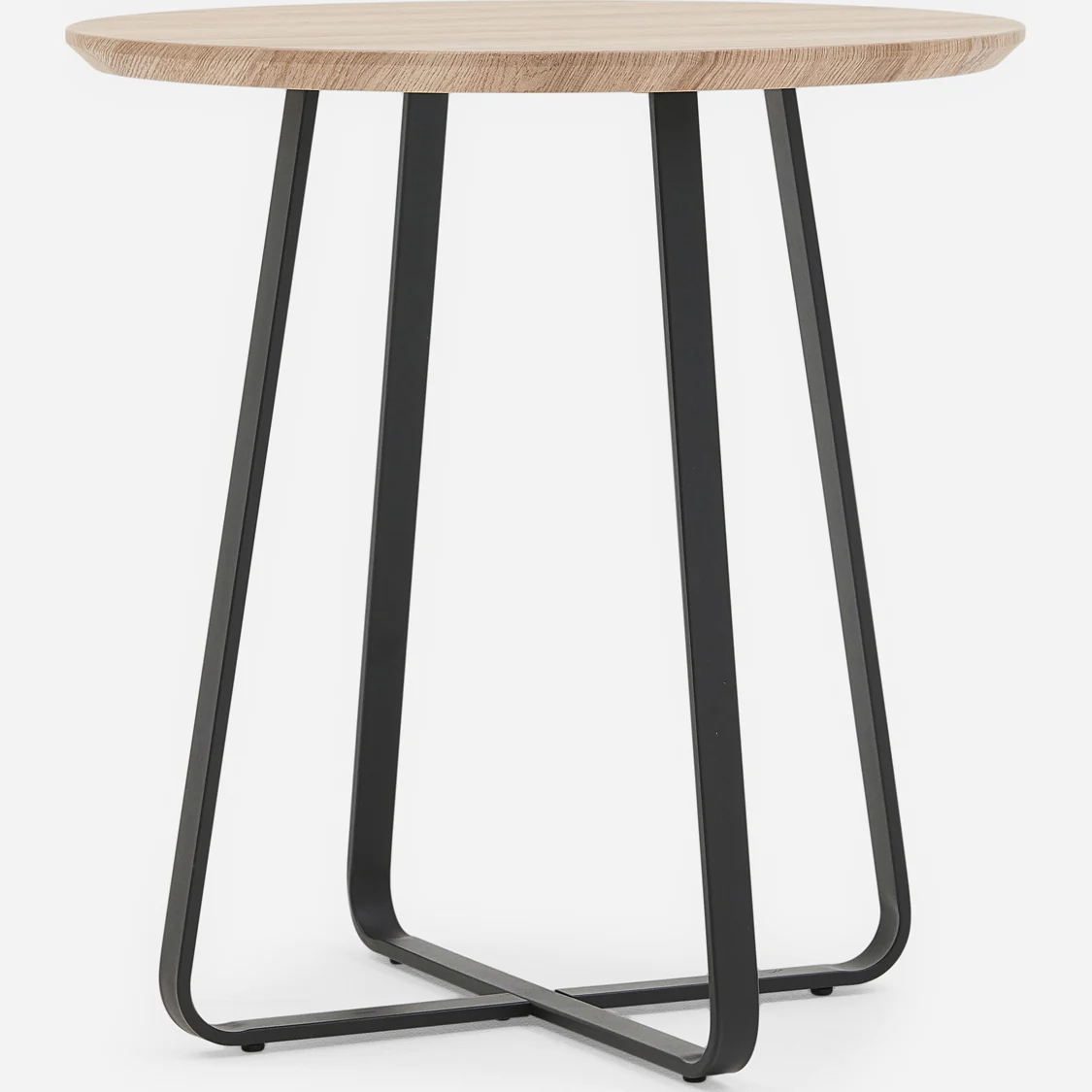 Kito Round Side Table - Round Wine Table Faux Antique Oak / Black Powder - Image 5