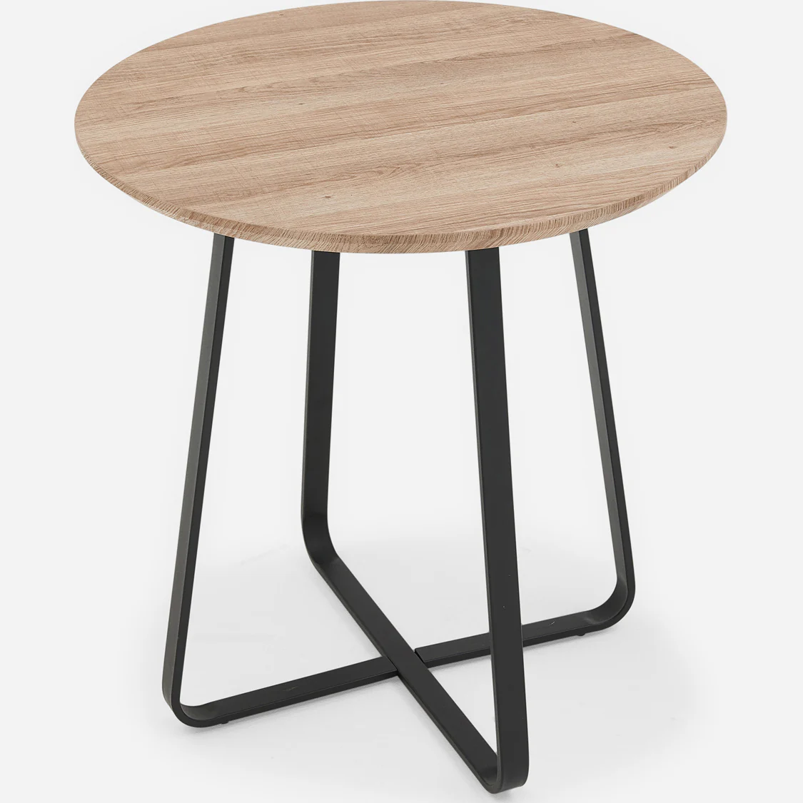 Kito Round Side Table - Round Wine Table Faux Antique Oak / Black Powder - Image 7