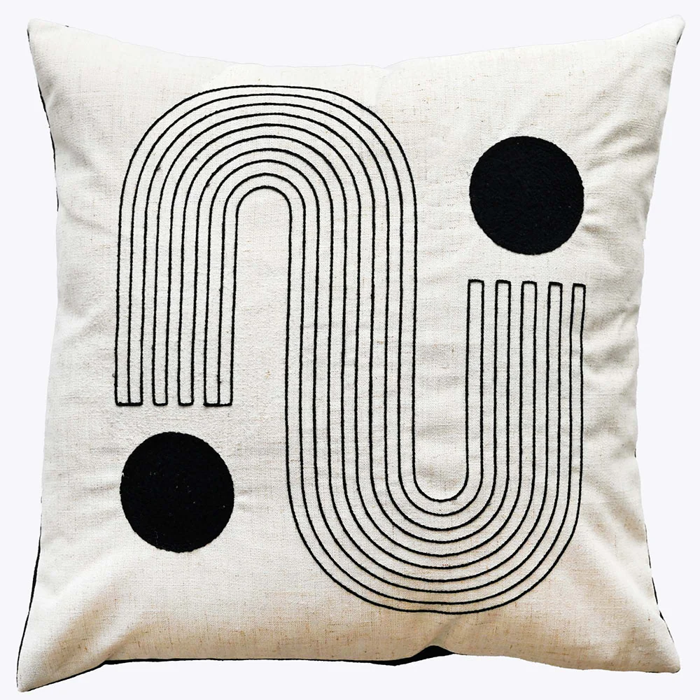 Klee Art Deco Stich Black Square Cushion - DISC Klee Art Deco Stitch Black 45x45CM Cushion