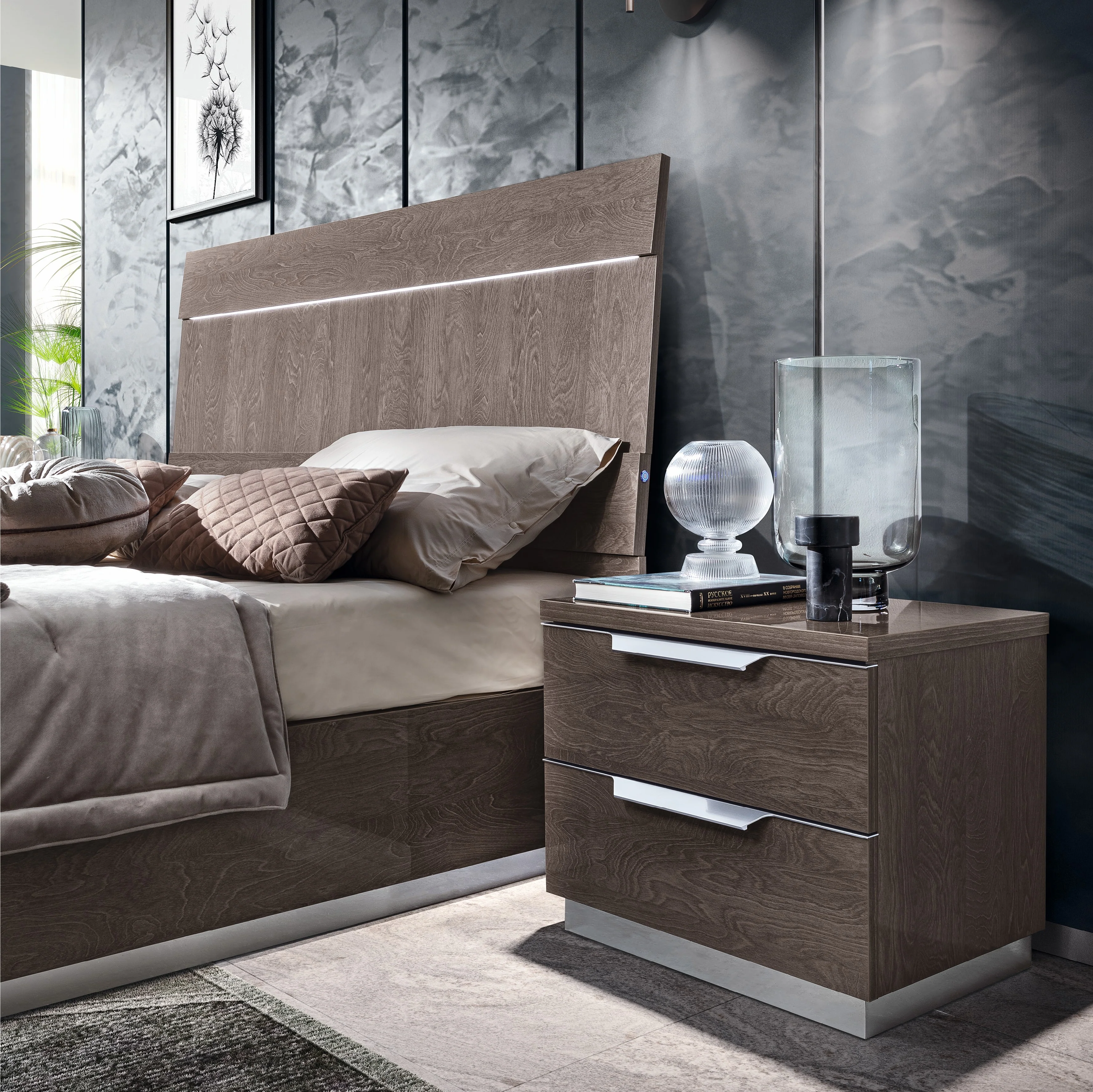 Kroma Bedside Cabinet - Mini Night Table Venetian Grey - Venetian Grey - Image 2