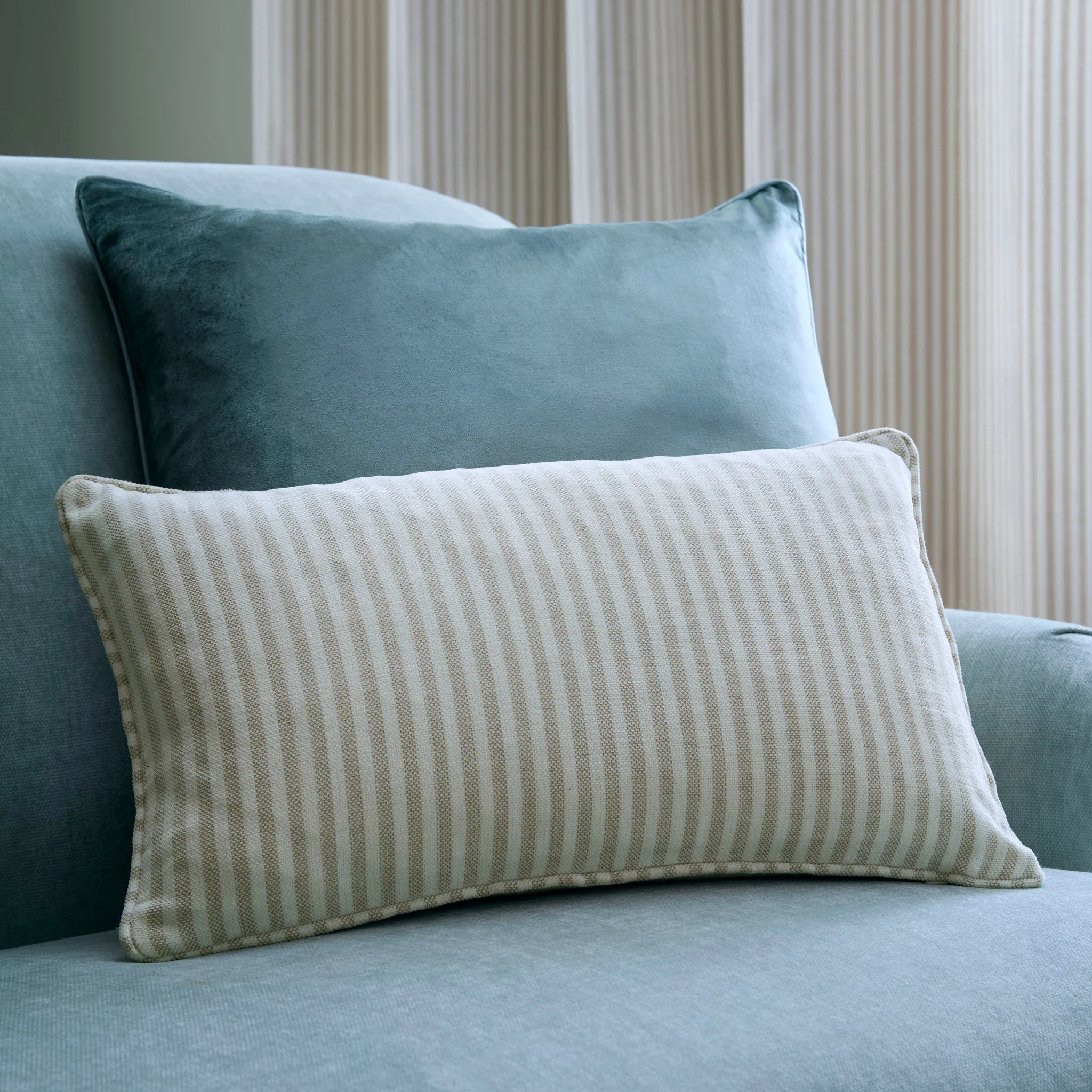 Laura Ashley Cornish Stripe Cushion Natural - LA Cornish Stripe 30X50CM Cushion Natural