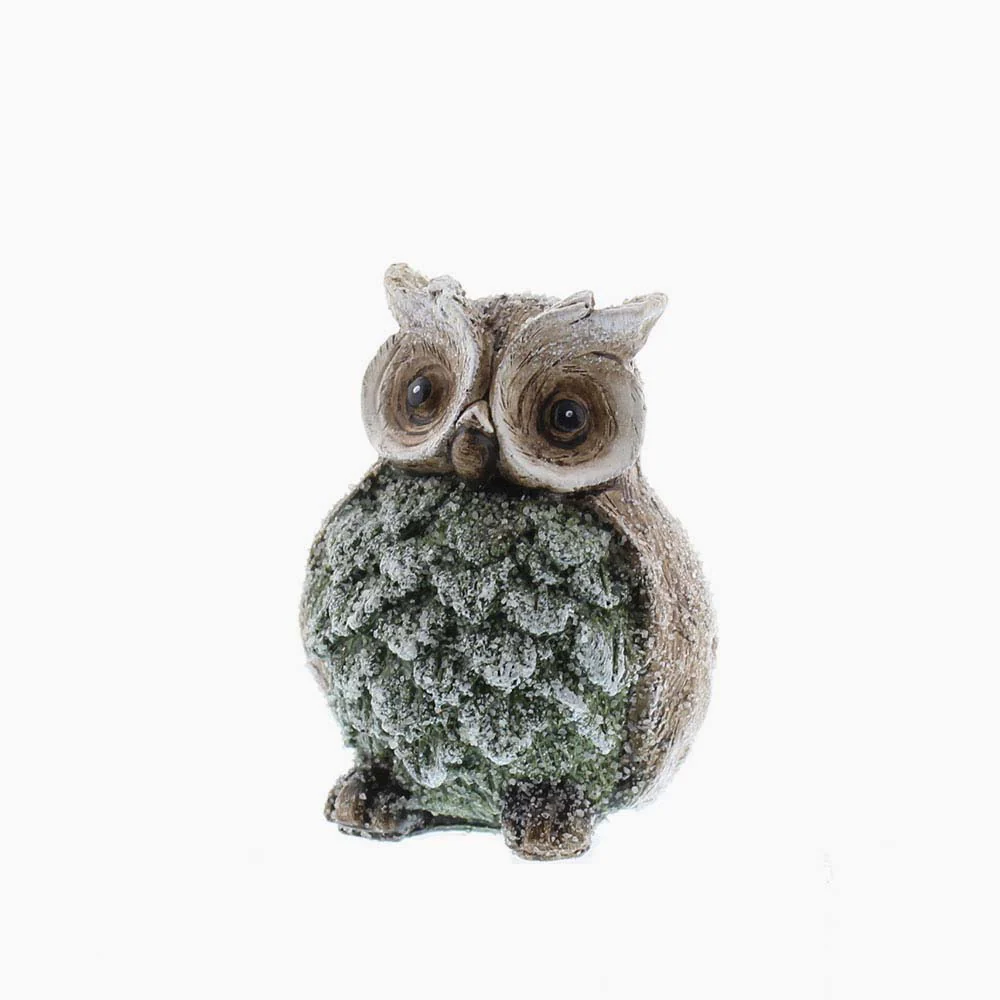 Large Grey Owl - L Light And Dark Grey Polyresin Owl 12CM