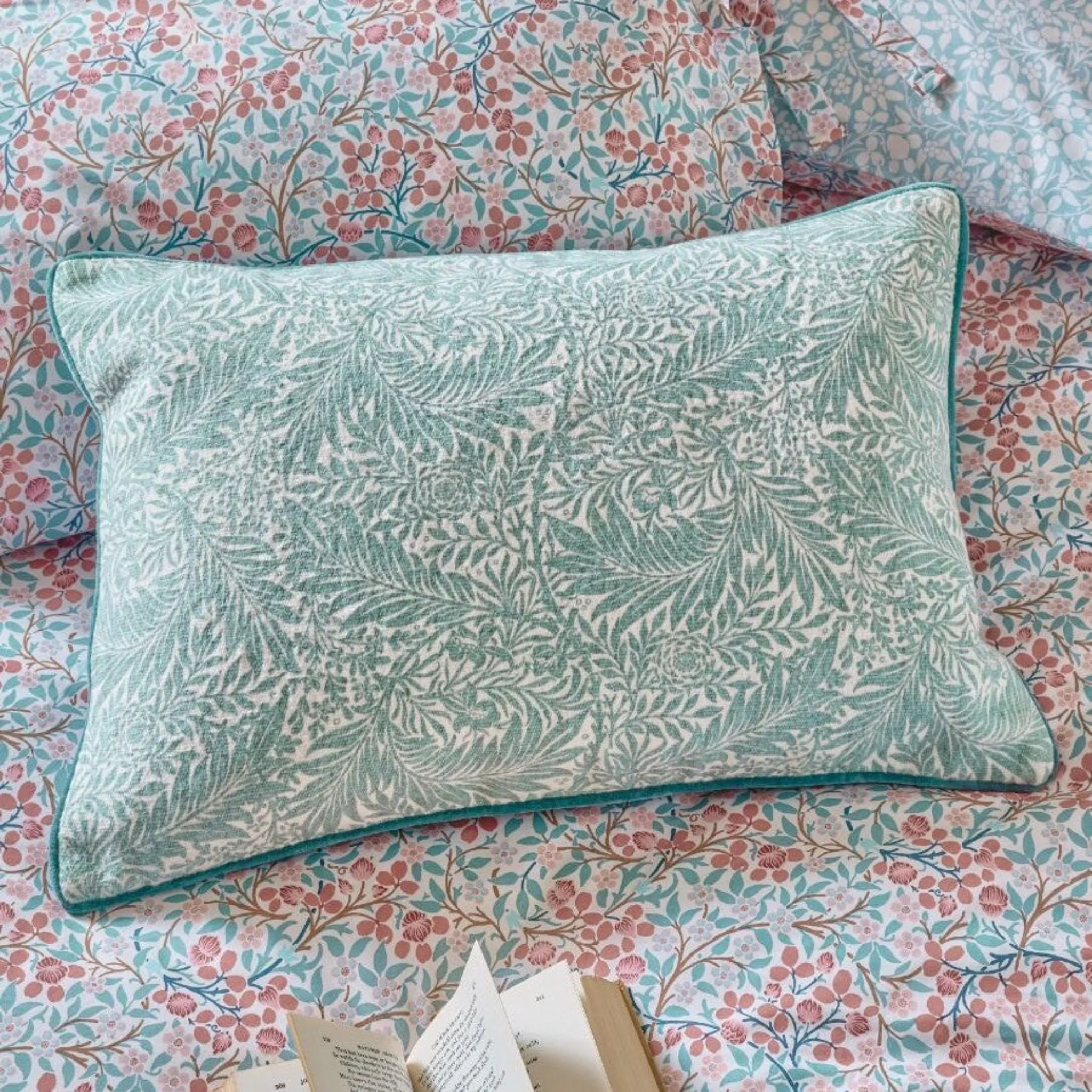 William Morris At Home Larkspur Blue Cushion - Larkspur Cushion Seafoam - Image 2