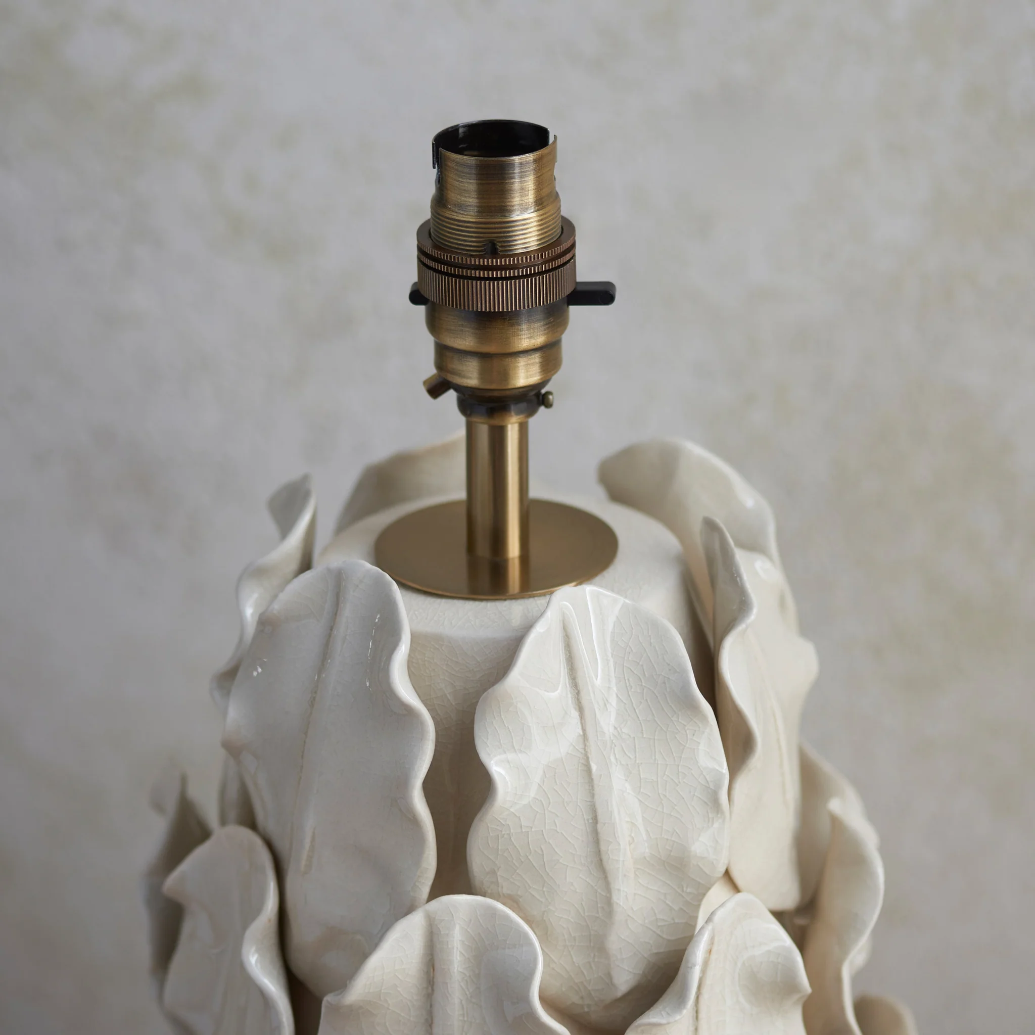 Layered Leaf Cream Table Lamp Base - DHD Layered Leaf Table Lamp Base Ivory Crackle Large - Image 4