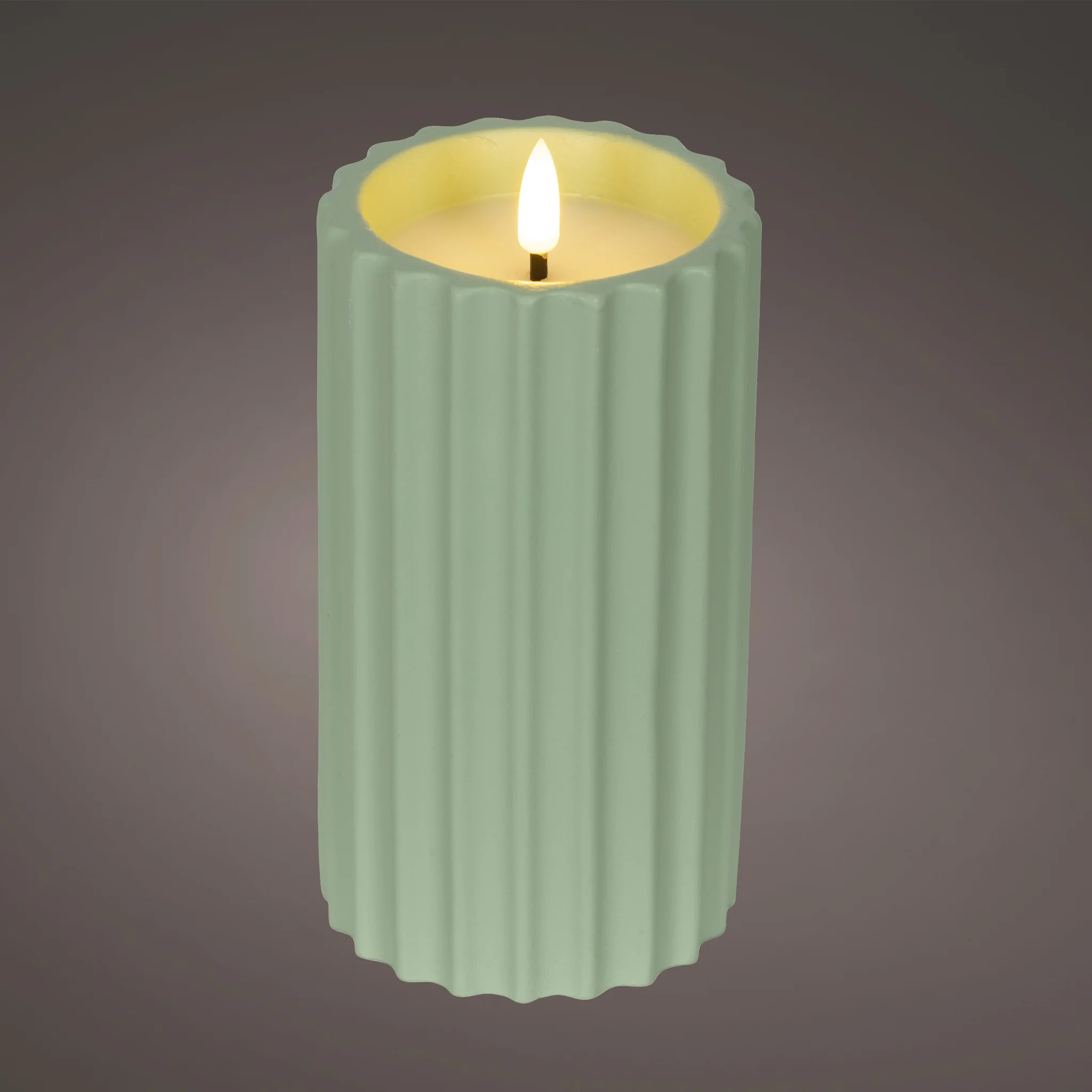 LED Flame Effect Candle Green Medium - LED Candle Flame Effect BO Outdoor Green 14CM