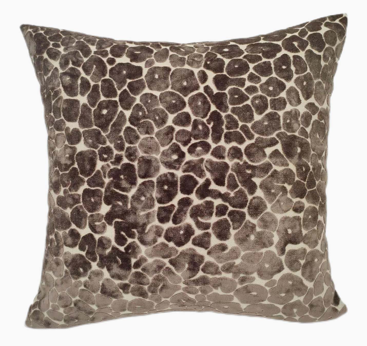 Leopard Cut Velvet Brown Square Cushion - Spoton PM Cut Velvet PM Choc 56x56CM Cushion