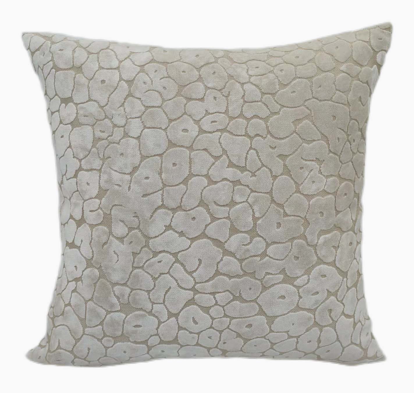 Leopard Cut Velvet Cream Square Cushion - Spoton Cut Velv PM Ivory 56x56CM Cushion