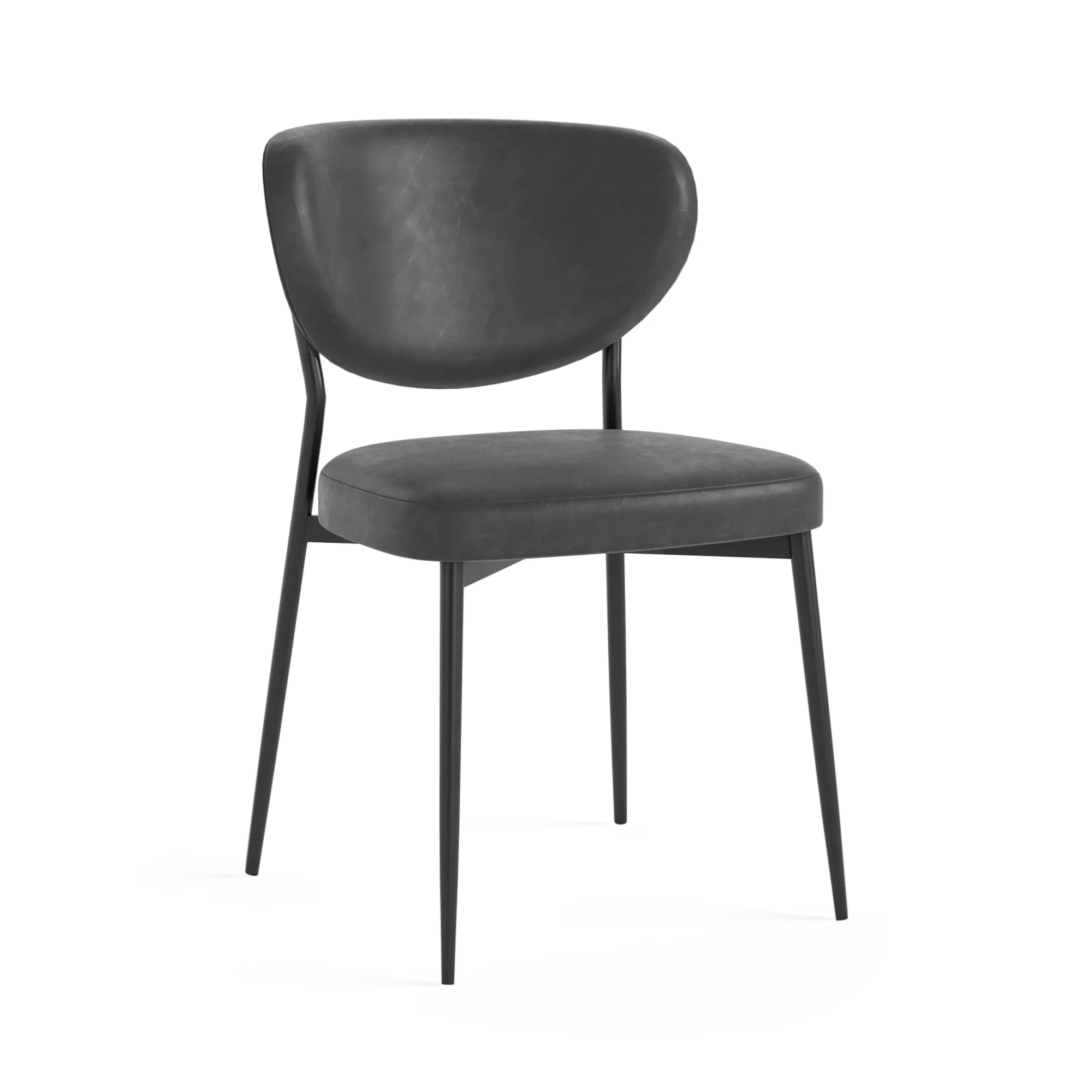 Lola Pair of Charcoal Dining Chairs - Lola Chair - Pair Charcoal Leather Look - Image 2