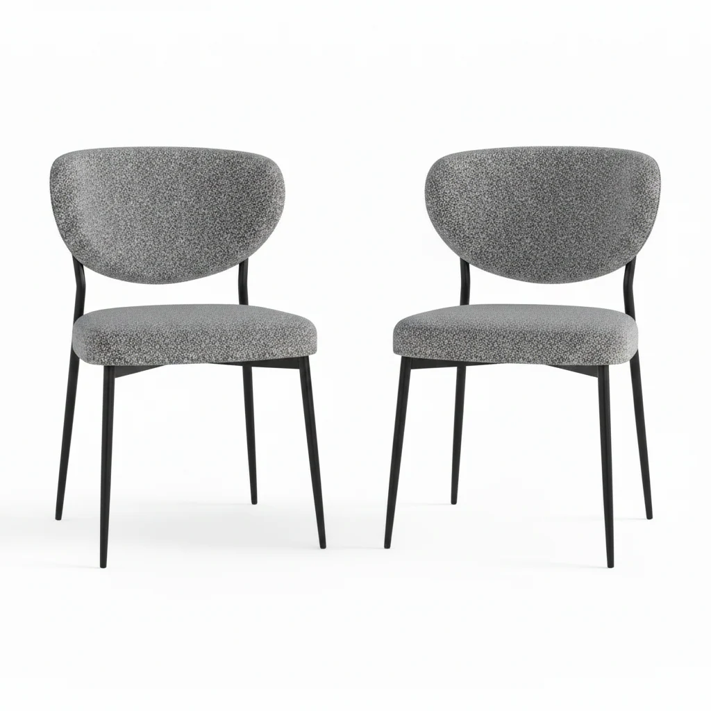 Lola Pair of Grey Boucle Dining Chairs - Lola Chair - Pair Grey Boucle