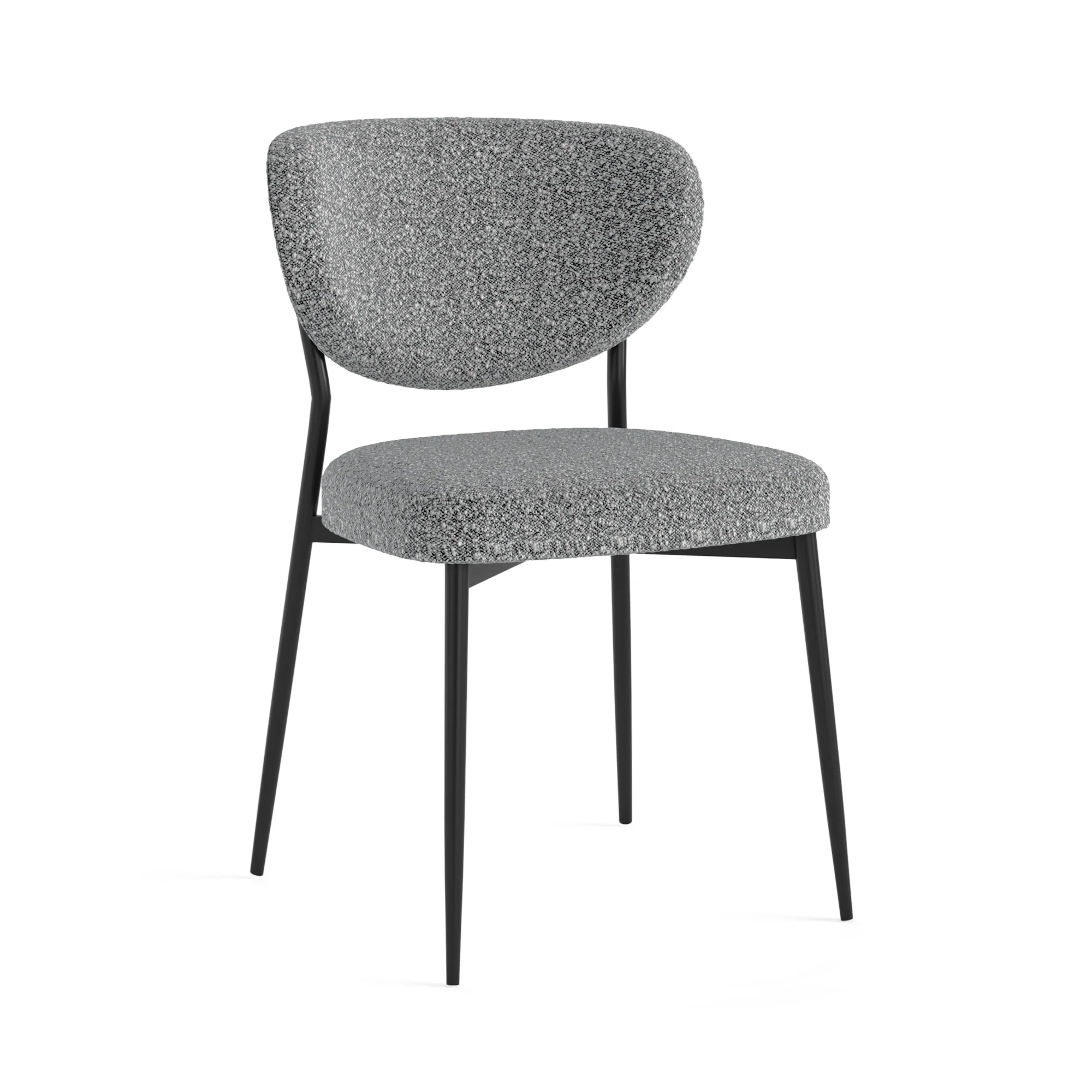Lola Pair of Grey Boucle Dining Chairs - Lola Chair - Pair Grey Boucle - Image 2