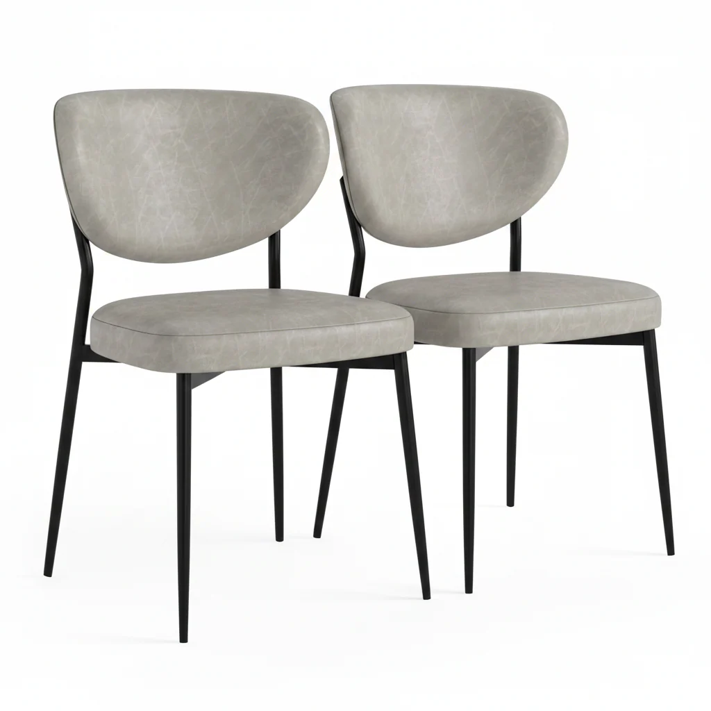 Lola Pair of Grey Dining Chairs - Lola Chair - Pair Grey Leather Look