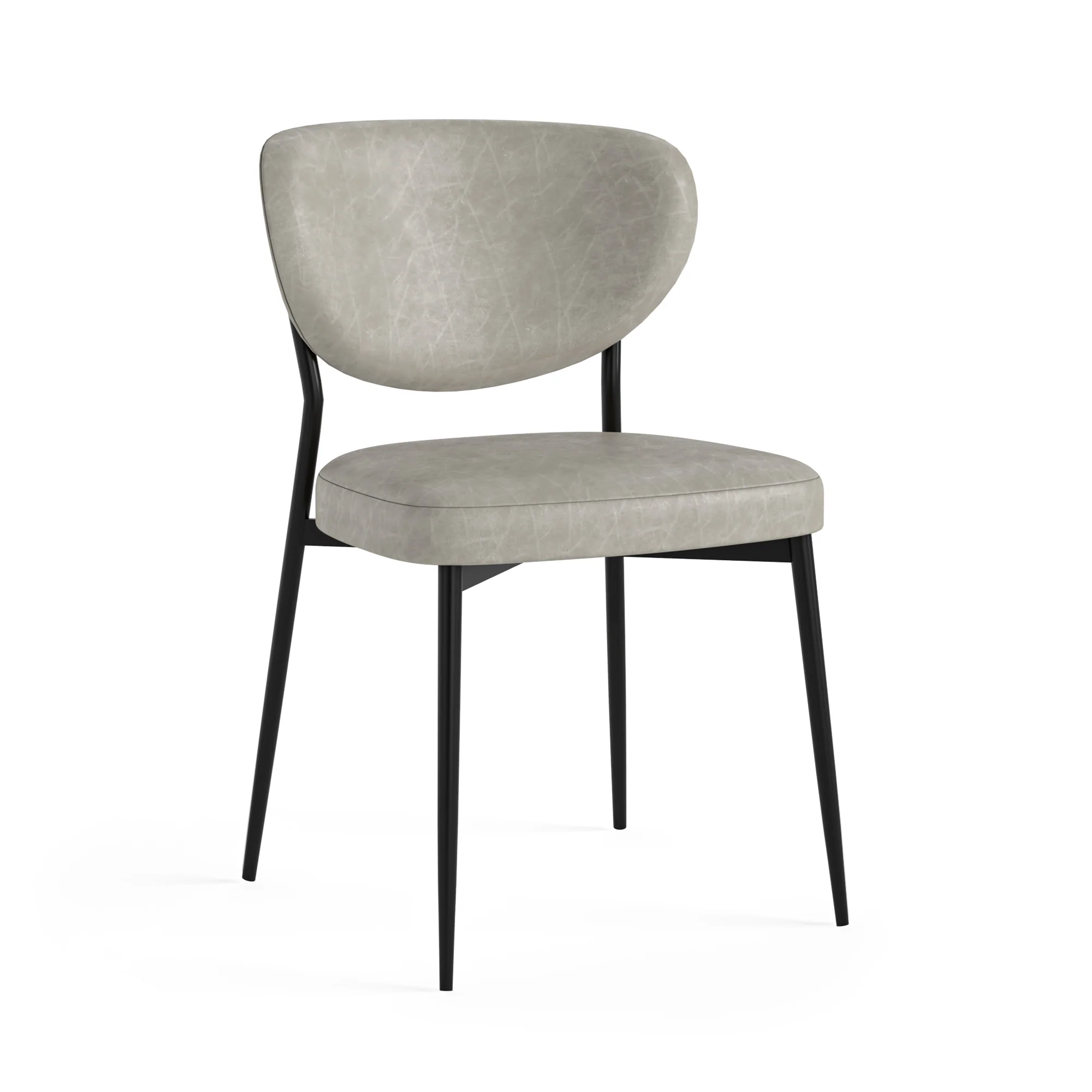 Lola Pair of Grey Dining Chairs - Lola Chair - Pair Grey Leather Look - Image 2