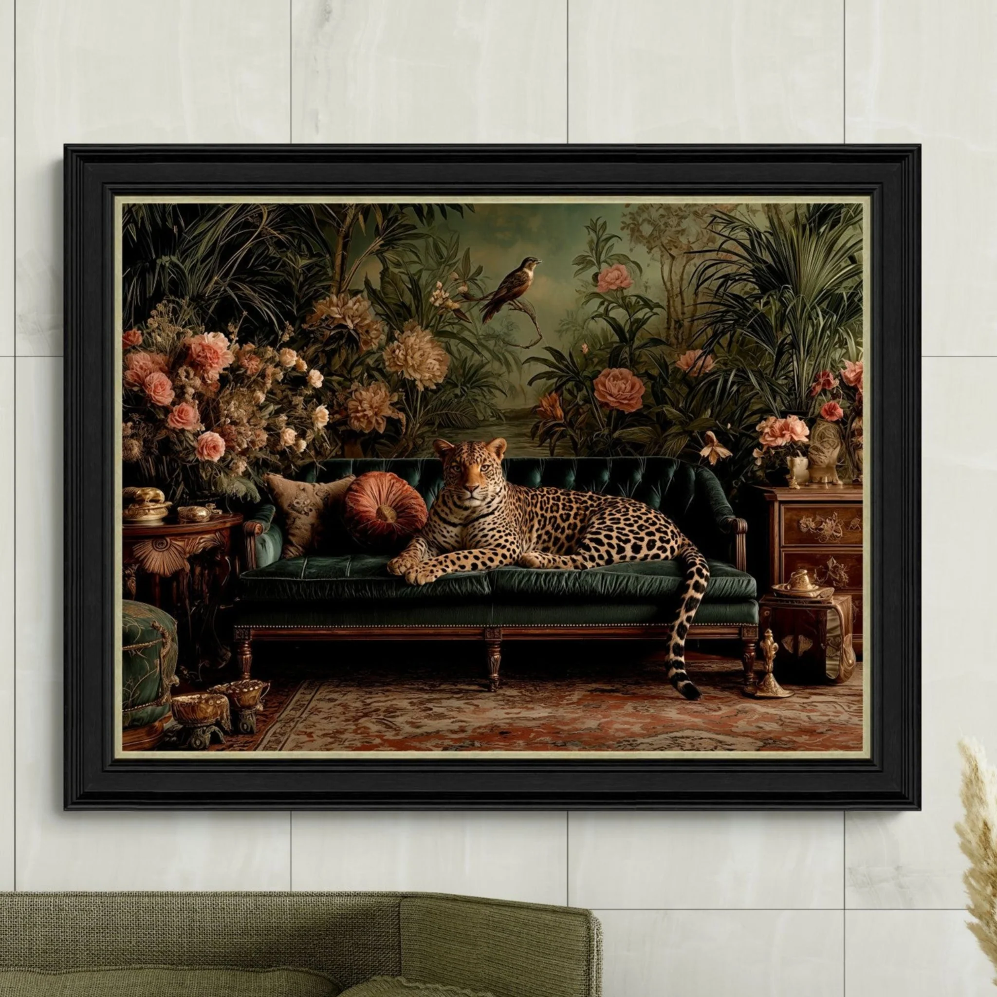 Lounging Leopard Framed Print - Lounging Leopard Framed Print 90x70CM