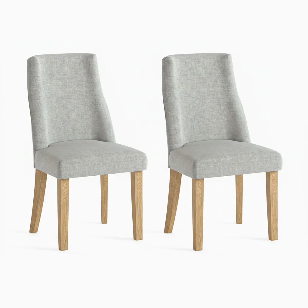Luna Pair of Light Oak/Beige Dining Chairs - Luna Dining Chair - Pair Light Oak / Beige