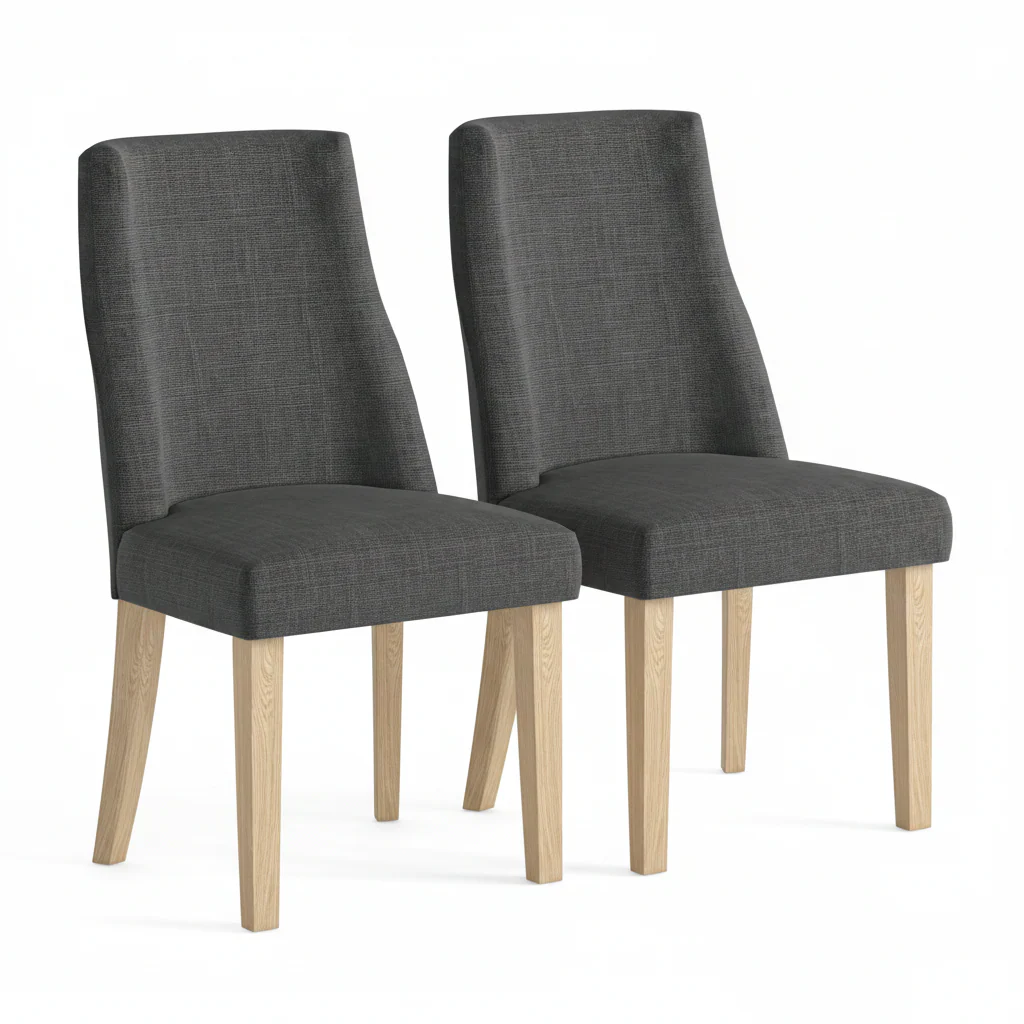 Luna Pair of Light Oak/Charcoal Dining Chairs - Luna Dining Chair - Pair Light Oak / Charcoal