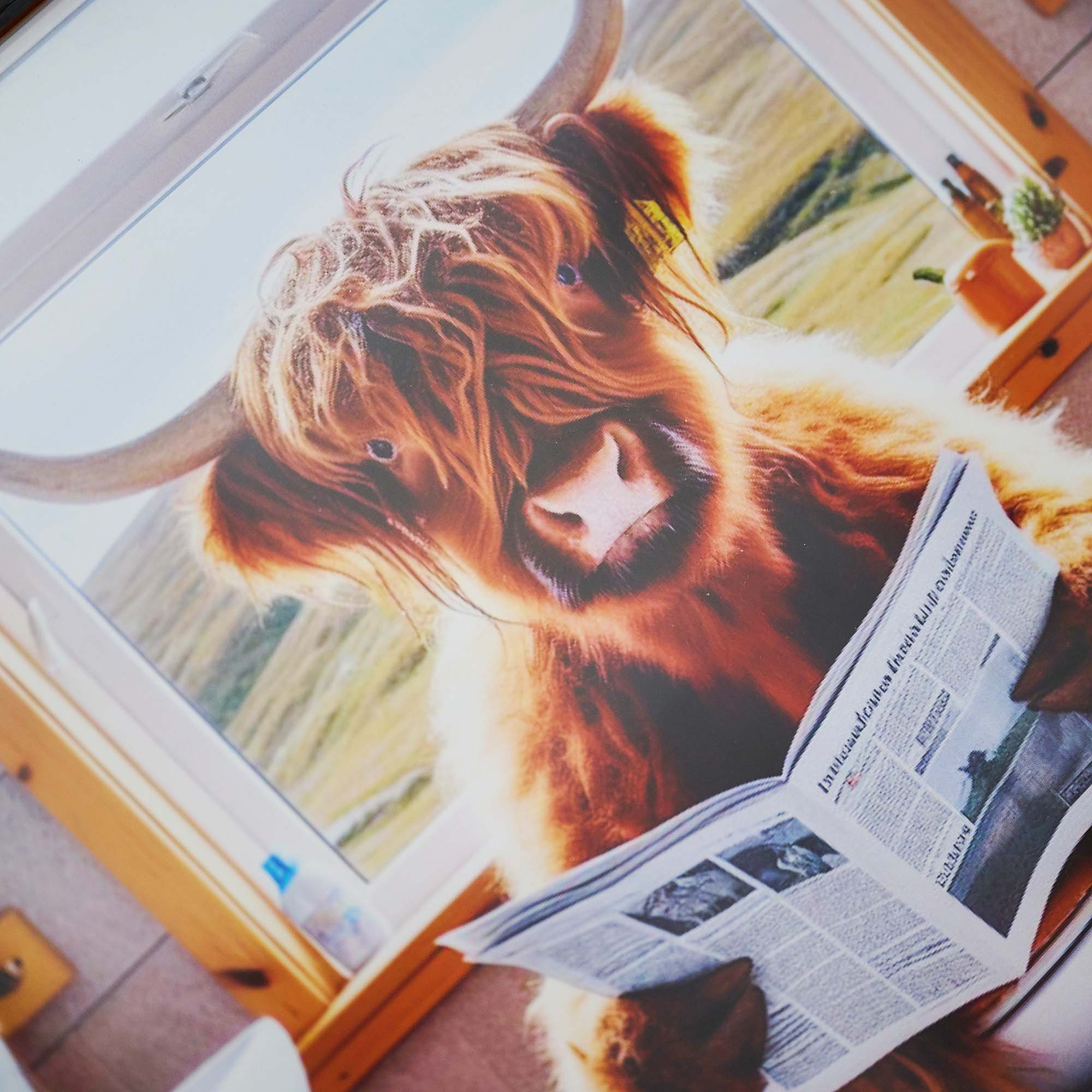 Male Highland Cow On Loo Wall Art - Male Highland Cow On Loo 30x30 - Image 3