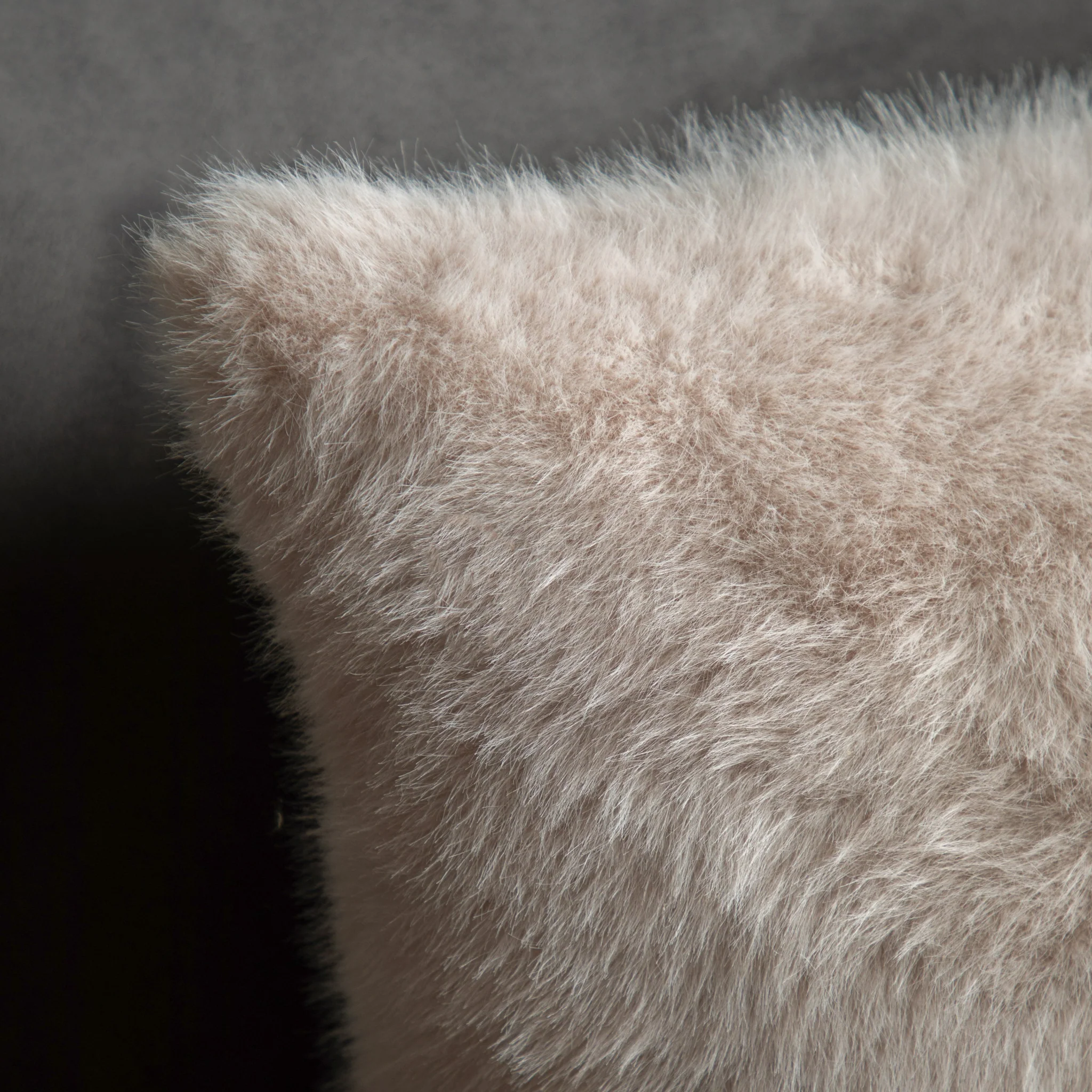 Maple Faux Fur Cream Square Cushion - Maple Faux Fur Cushion Oatmeal 50CM - Image 2