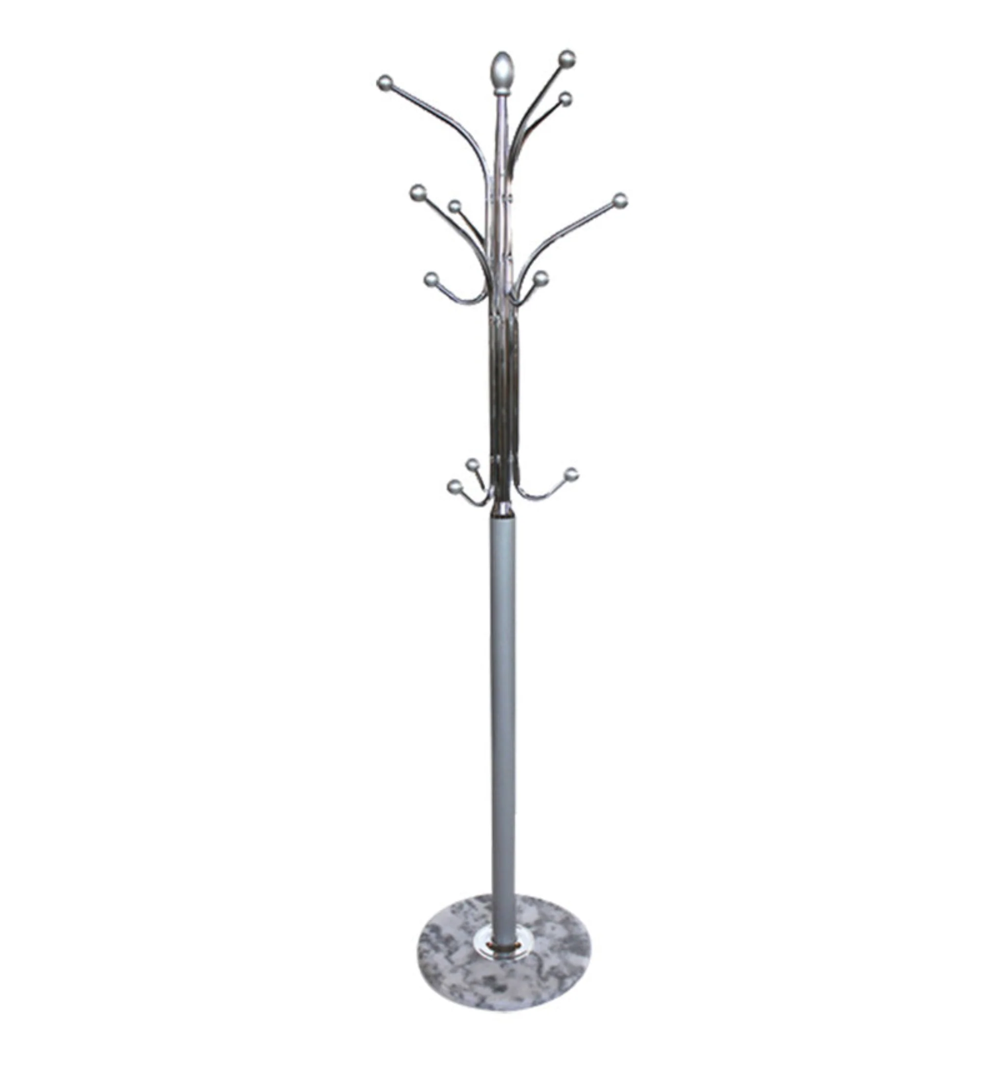 Marble Grey Based Coat Stand  - Marble Based Coat Stand Silver