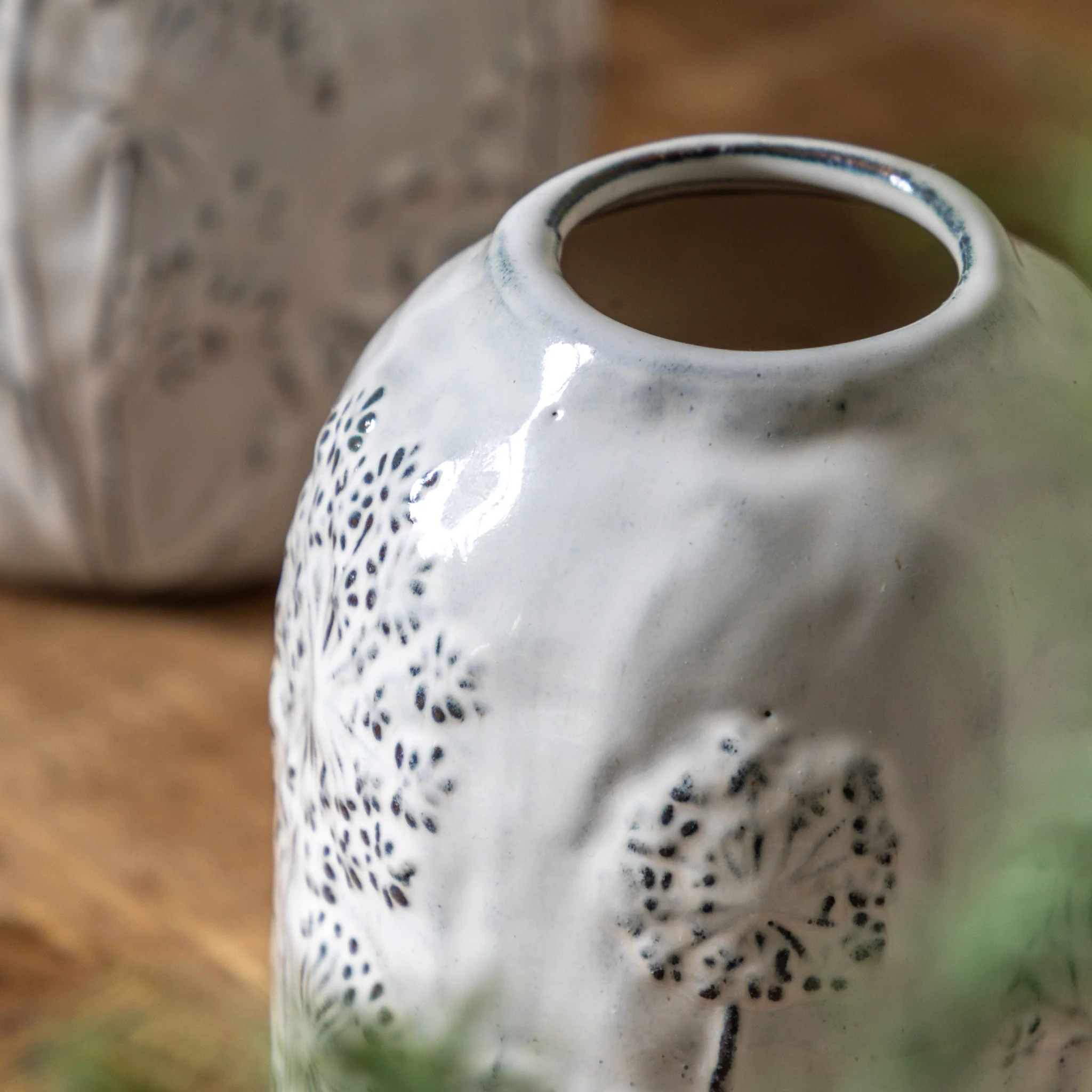 Meadow Embossed Ceramic Vase Large - Meadow Embossed Ceramic Vase Stone Large - Image 2