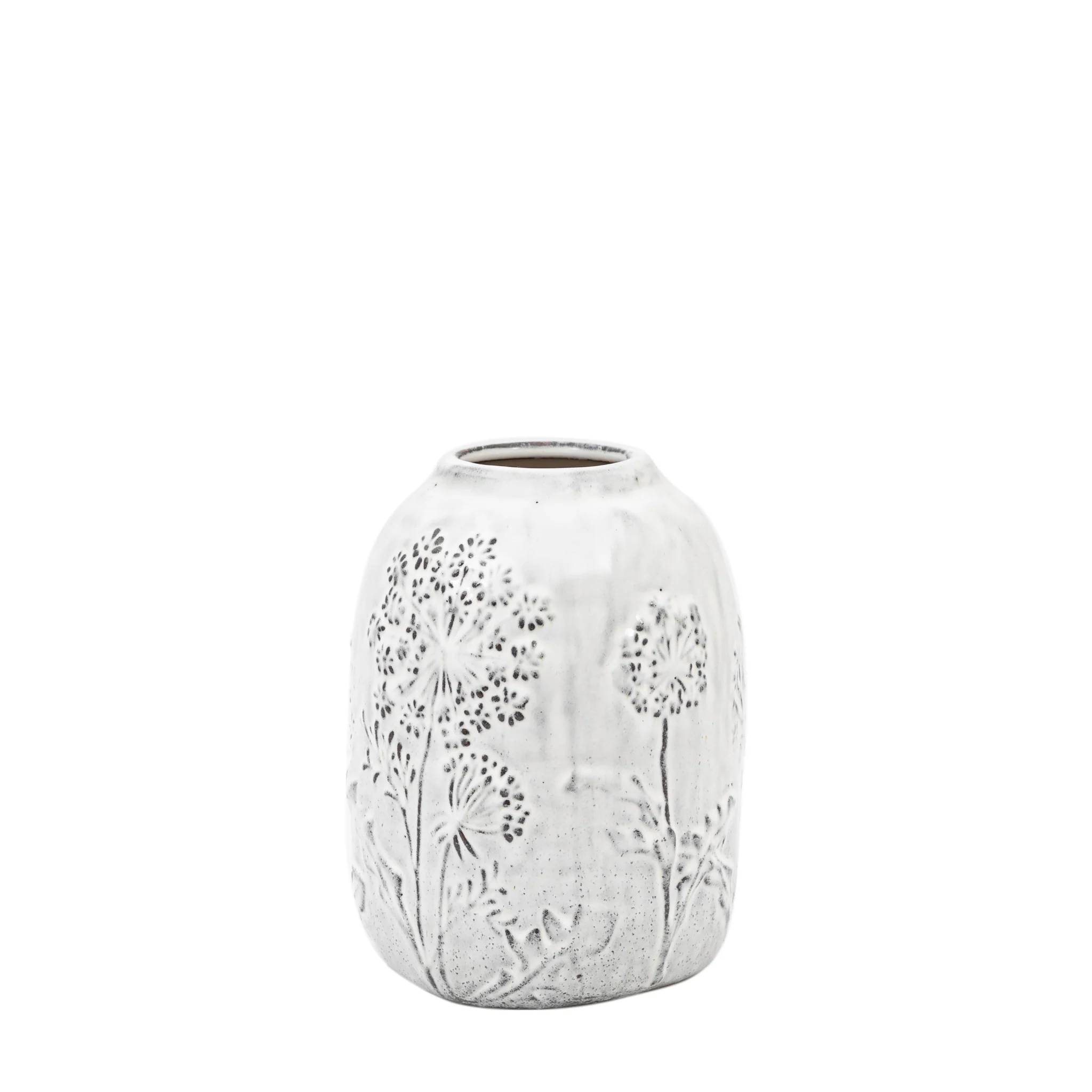 Meadow Embossed Ceramic Vase Small - Meadow Embossed Ceramic Vase Stone Small - Image 3